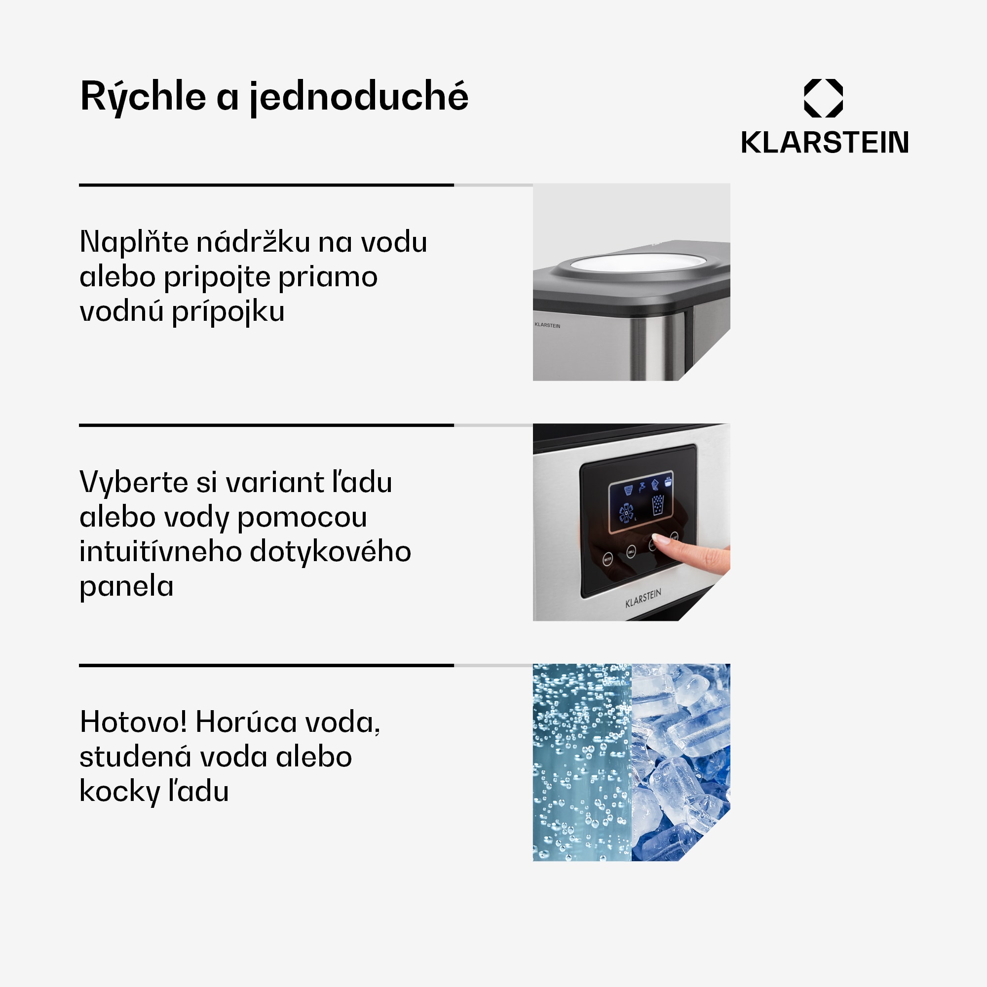 Klarstein Aqueous, výrobník ľadu 3 v 1, kocky ľadu, 20 kg/24h, dávkovač vody: horúca a studená – Obrázok 4