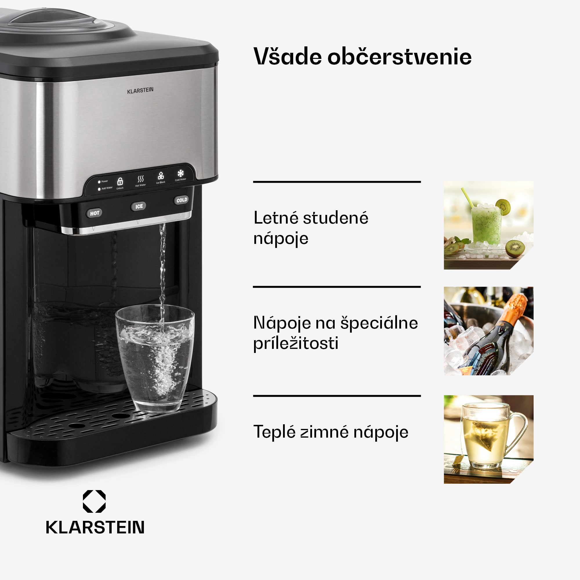 Klarstein Aqueous, výrobník ľadu 3 v 1, kocky ľadu, 20 kg/24h, dávkovač vody: horúca a studená – Obrázok 5