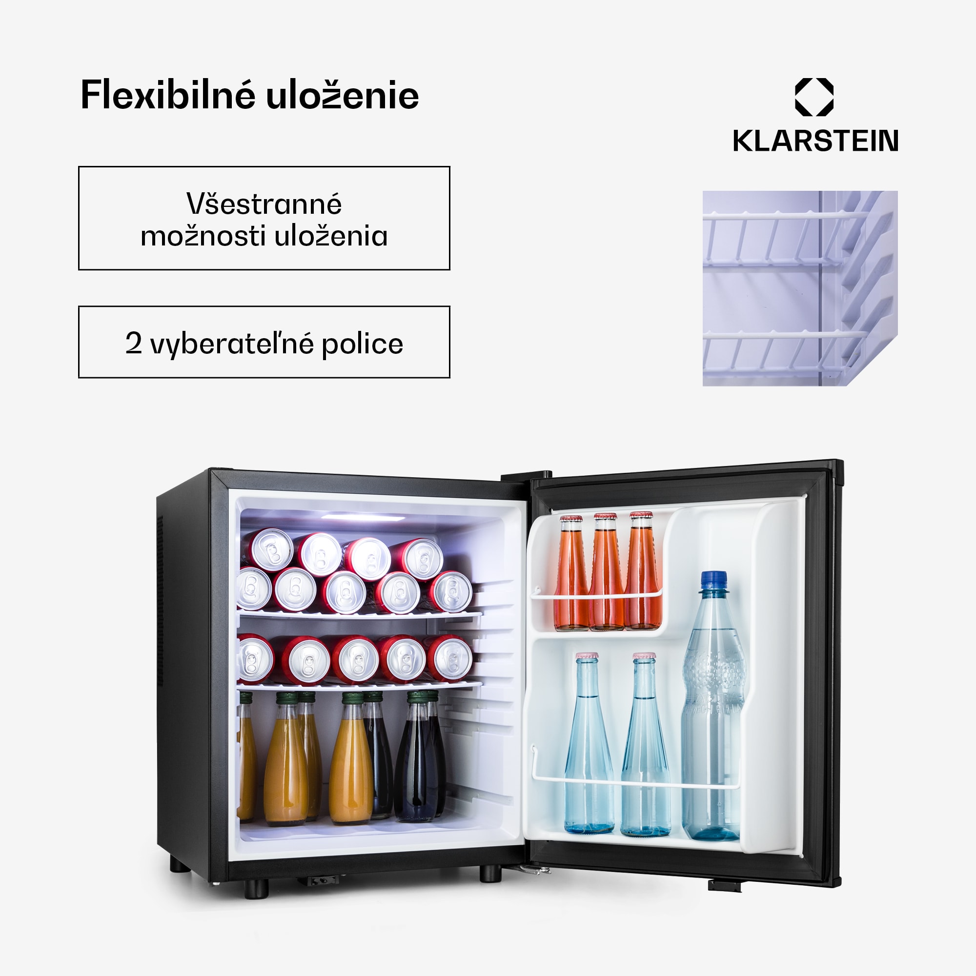 Klarstein Happy Hour 45 mini chladnička minibar nápojová chladnička 45 l 26 dB – Obrázok 5