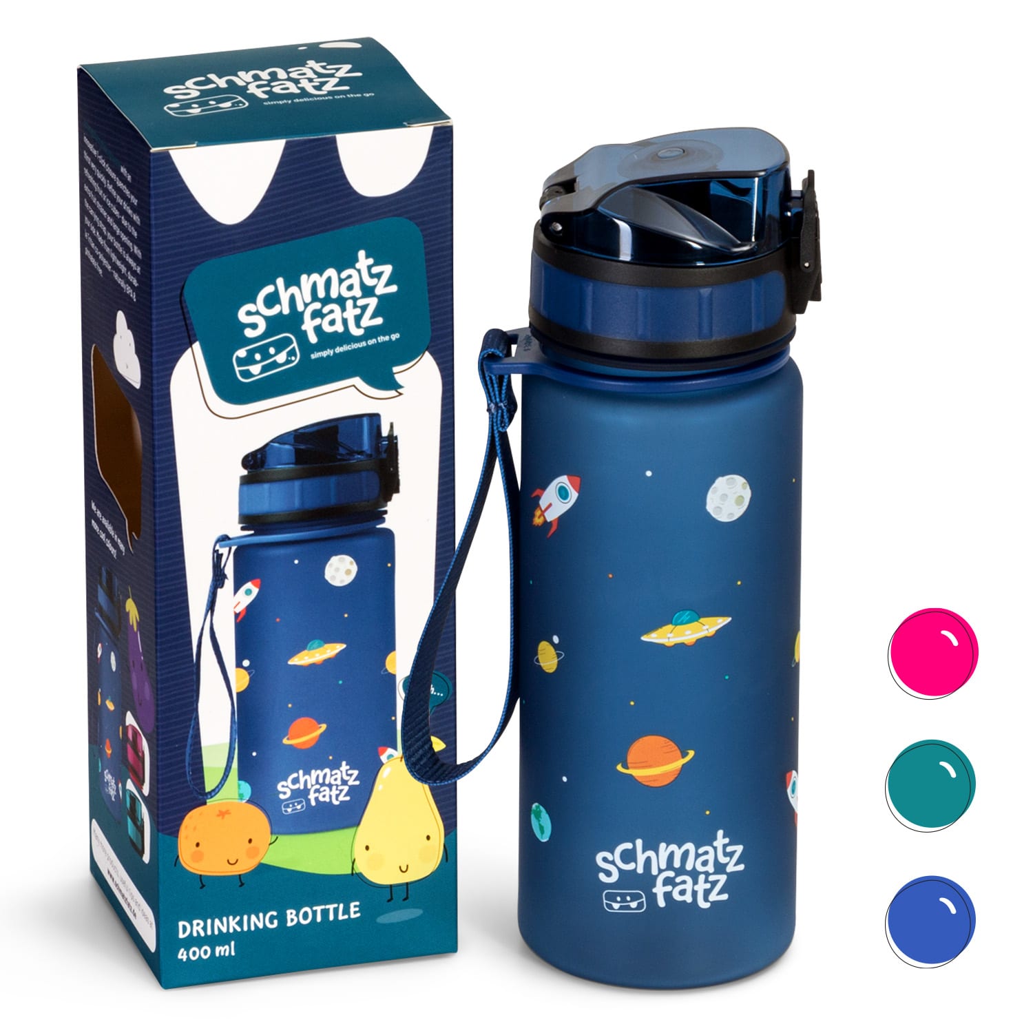 Klarstein Schmatzfatz Wakaba fľaša na pitie | 400 ml | Tritan | Popruh na prenášanie | Bez BPA