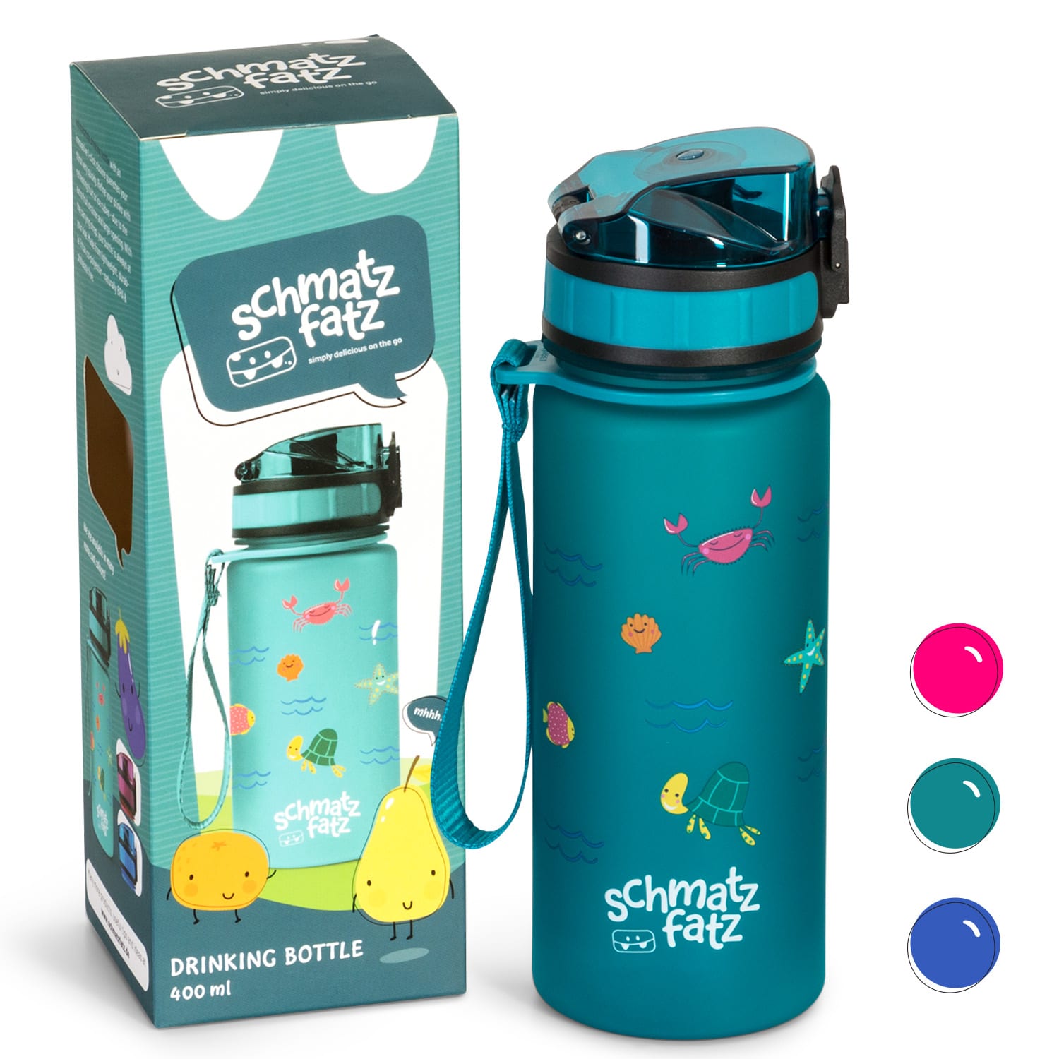 Klarstein Schmatzfatz Wakaba fľaša na pitie | 400 ml | Tritan | Popruh na prenášanie | Bez BPA