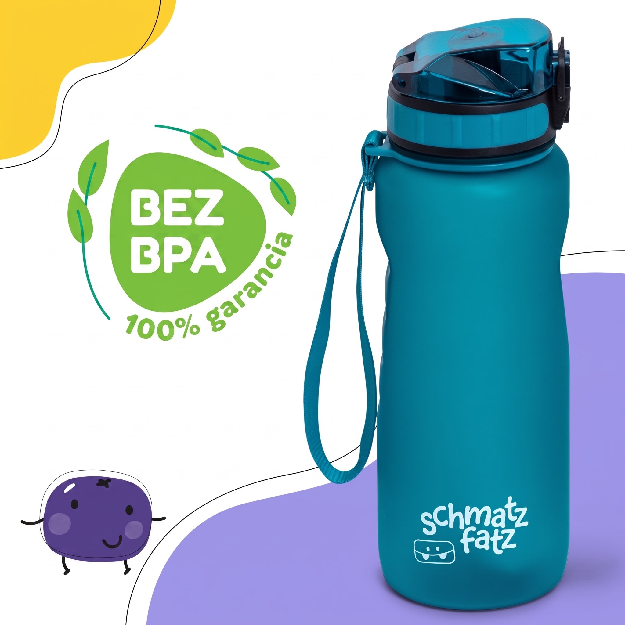 Klarstein Schmatzfatz Wakaba fľaša na pitie | 800 ml | Tritan | Popruh na prenášanie | Bez BPA – Obrázok 2