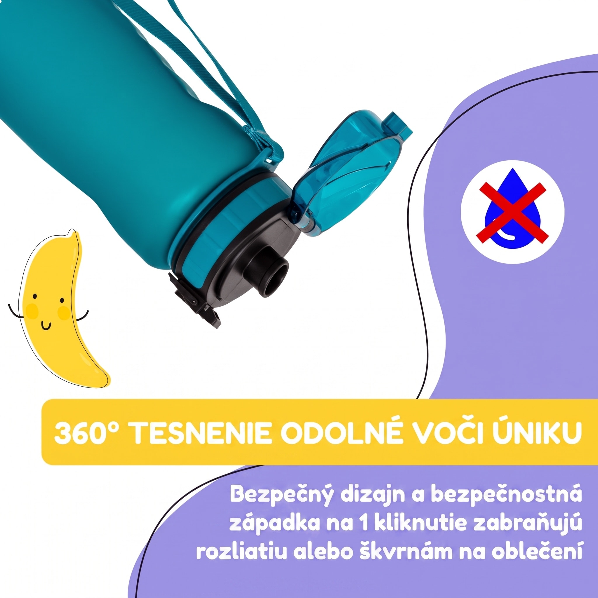 Klarstein Schmatzfatz Wakaba fľaša na pitie | 800 ml | Tritan | Popruh na prenášanie | Bez BPA – Obrázok 3