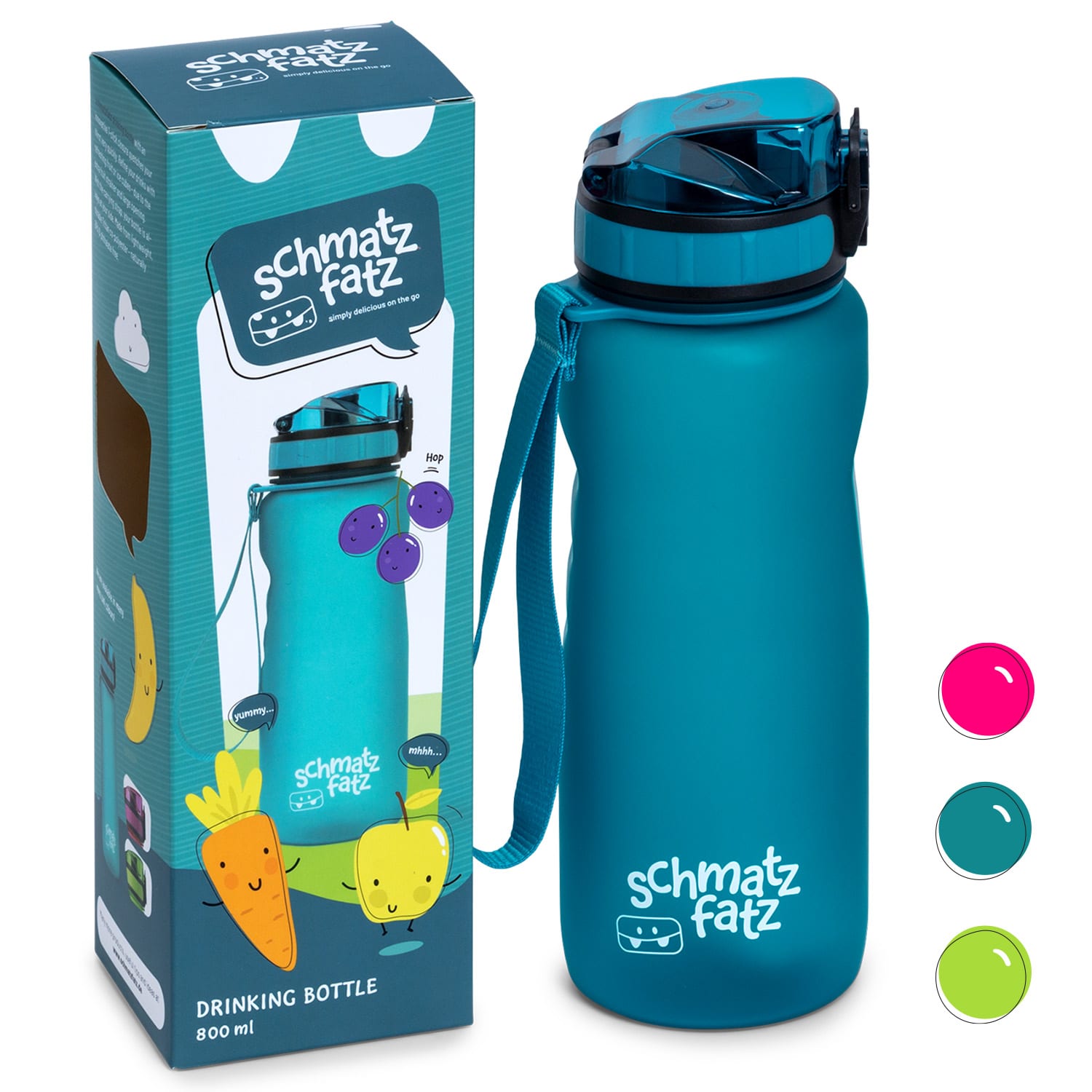Klarstein Schmatzfatz Wakaba fľaša na pitie | 800 ml | Tritan | Popruh na prenášanie | Bez BPA