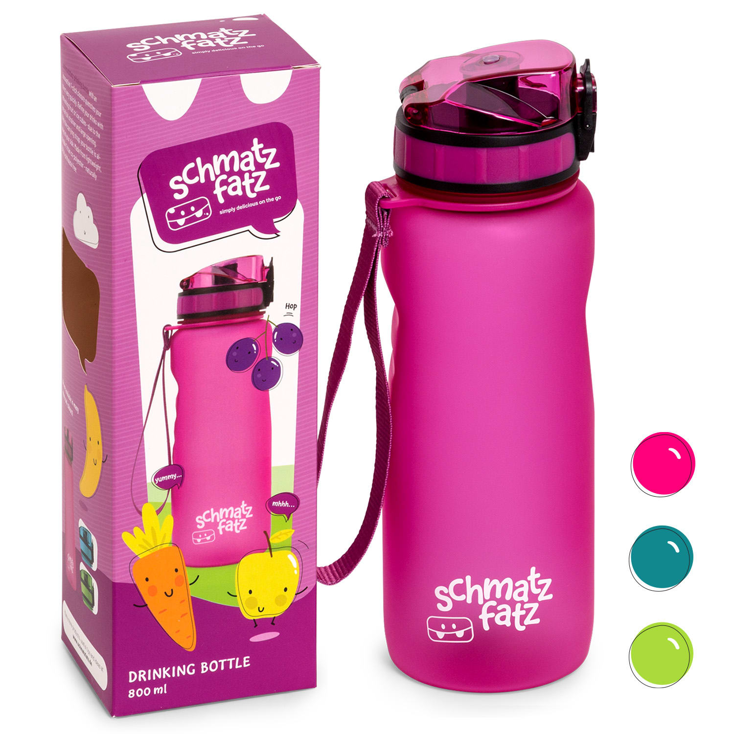 Klarstein Schmatzfatz Wakaba fľaša na pitie | 800 ml | Tritan | Popruh na prenášanie | Bez BPA