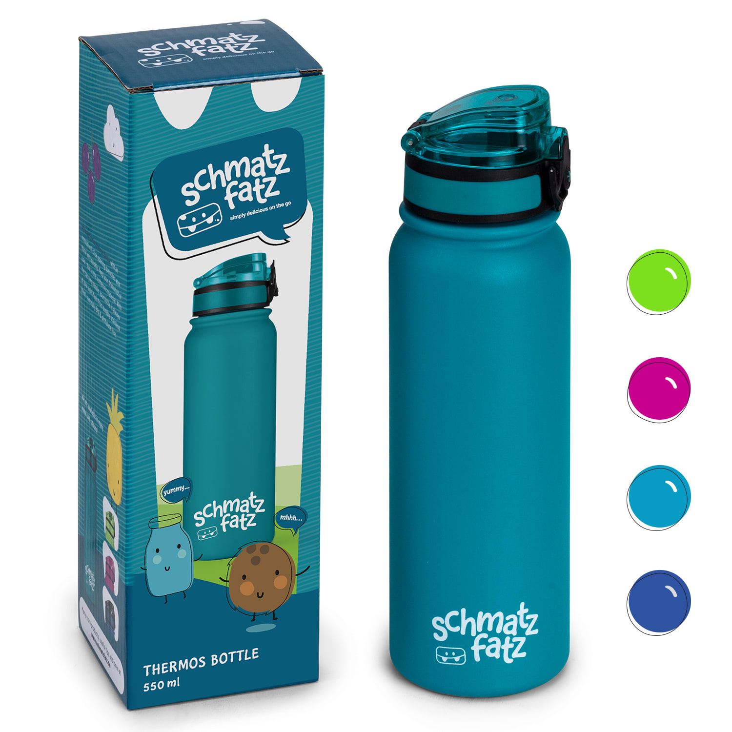 Klarstein schmatzfatz detská izolovaná fľaša na pitie 550 ml nerezová oceľ | ABS | BPA-free
