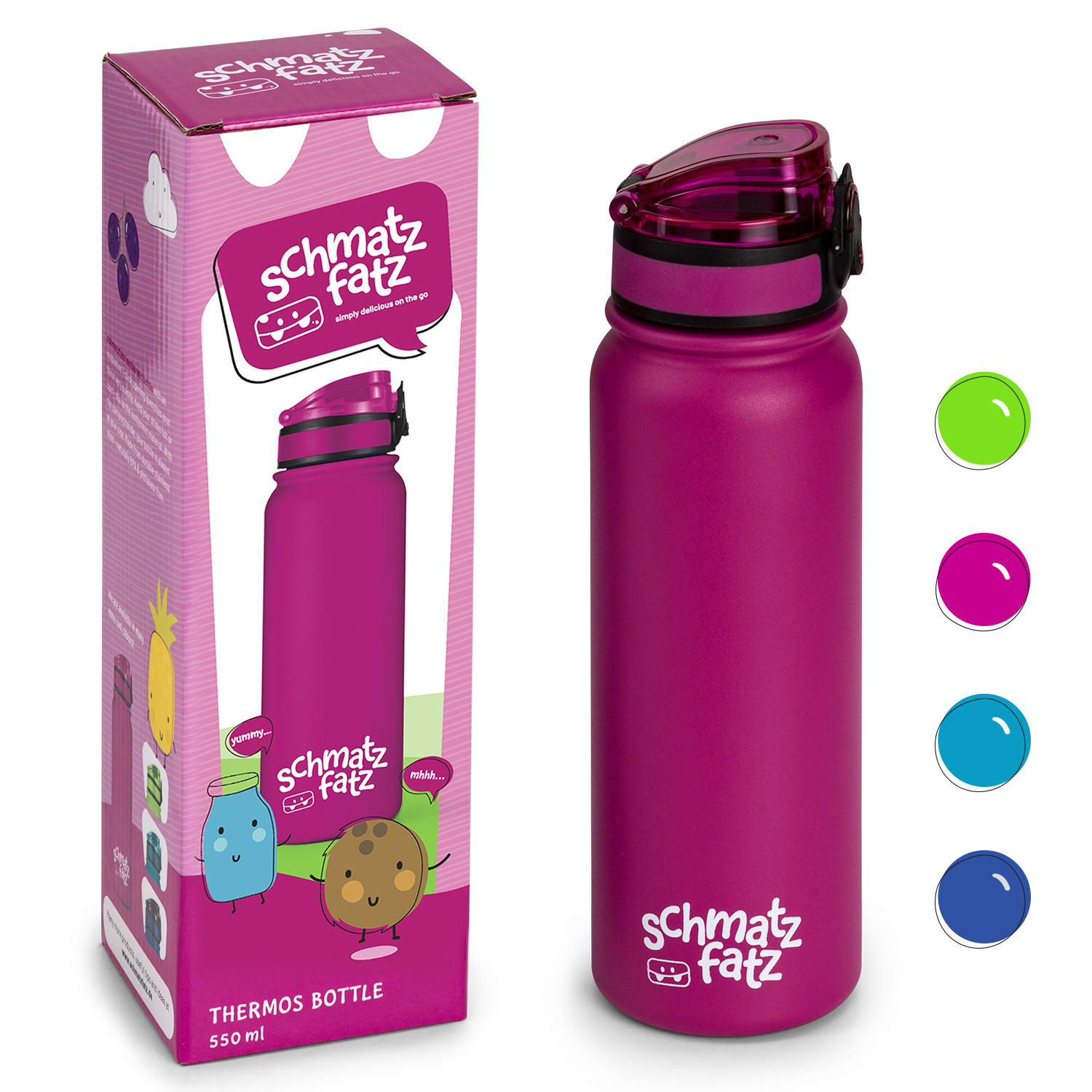 Klarstein schmatzfatz detská izolovaná fľaša na pitie 550 ml nerezová oceľ | ABS | BPA-free