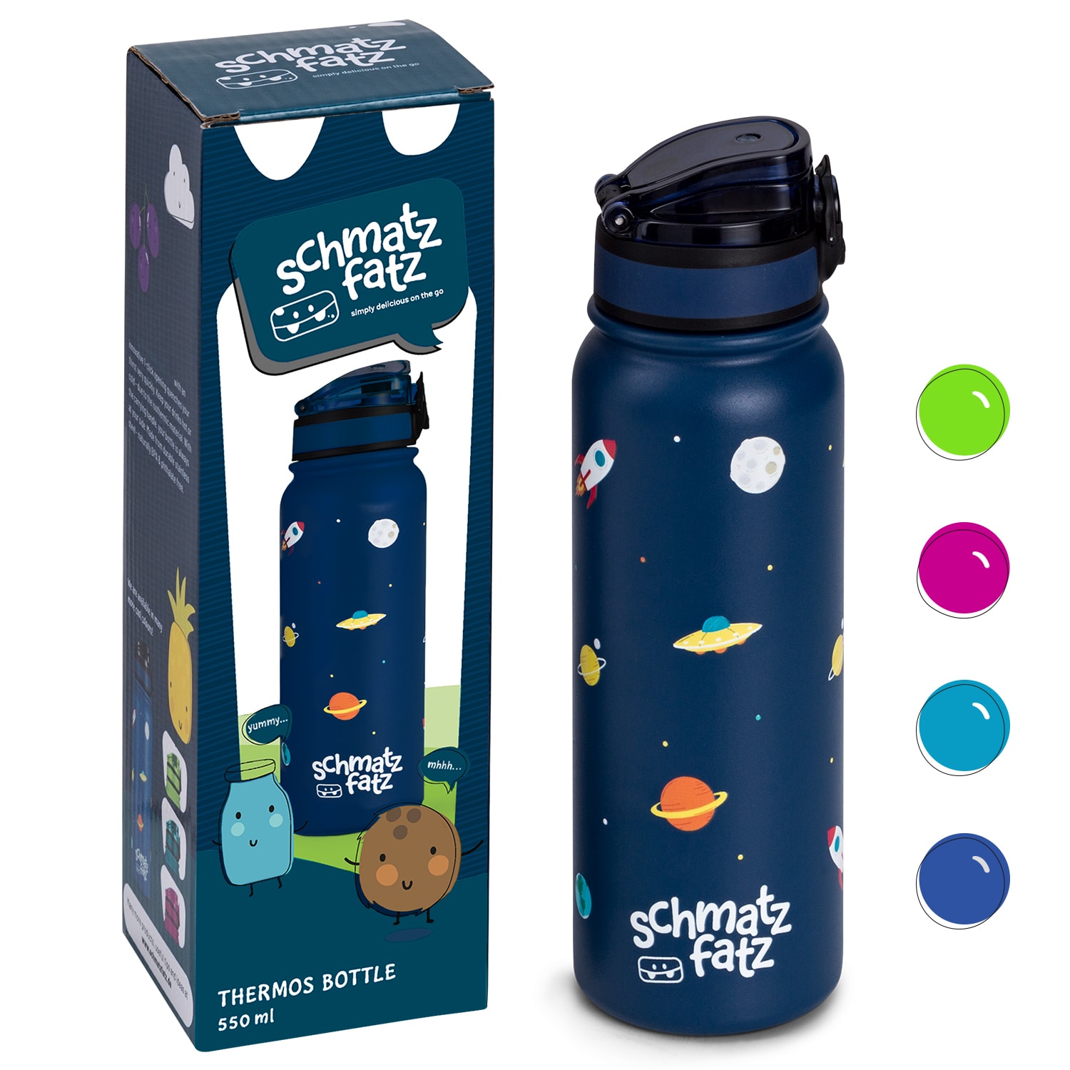 Klarstein schmatzfatz detská izolovaná fľaša na pitie 550 ml nerezová oceľ | ABS | BPA-free
