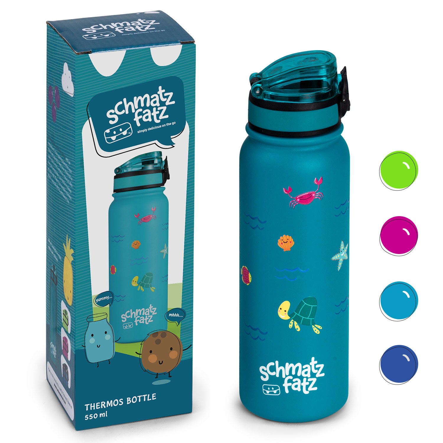 Klarstein schmatzfatz detská izolovaná fľaša na pitie 550 ml nerezová oceľ | ABS | BPA-free