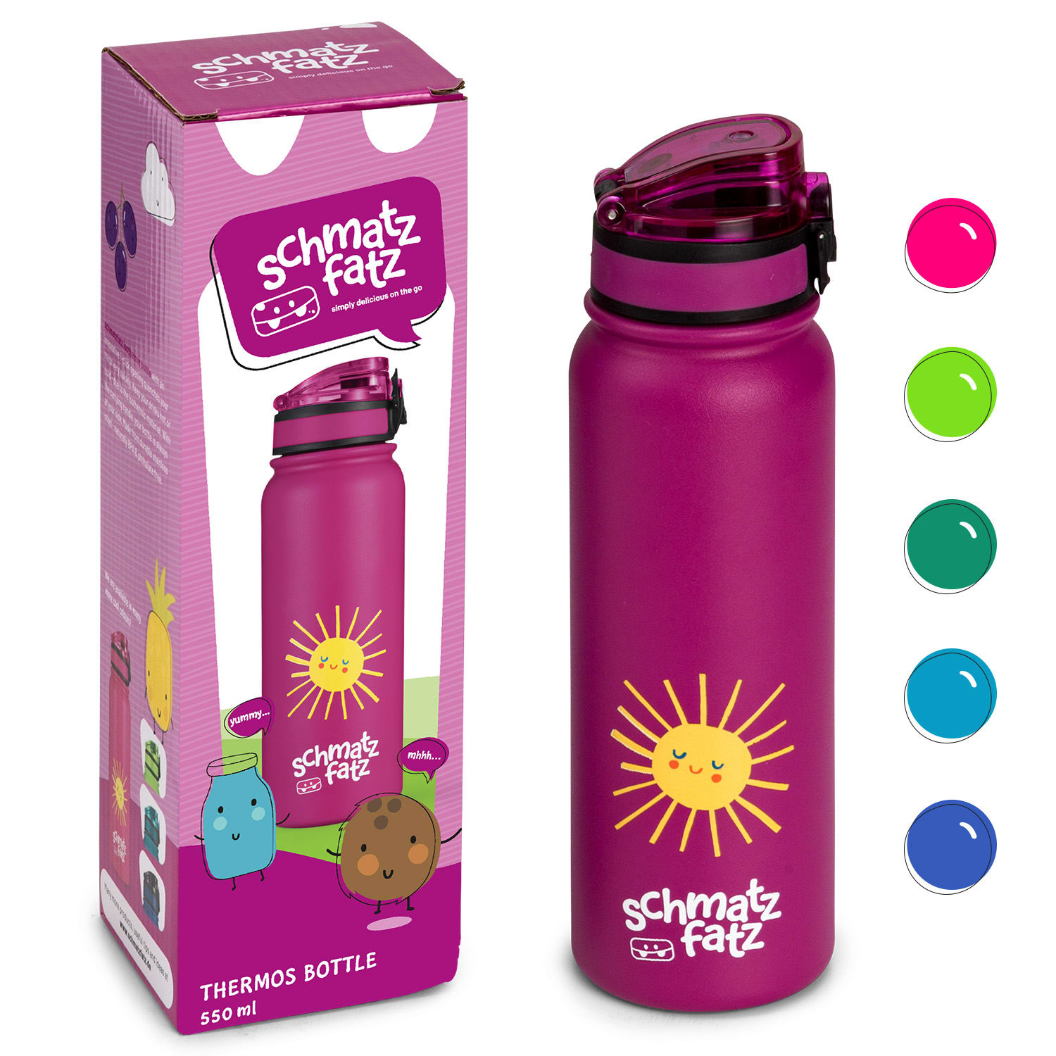 Klarstein schmatzfatz detská izolovaná fľaša na pitie 550 ml nerezová oceľ | ABS | BPA-free