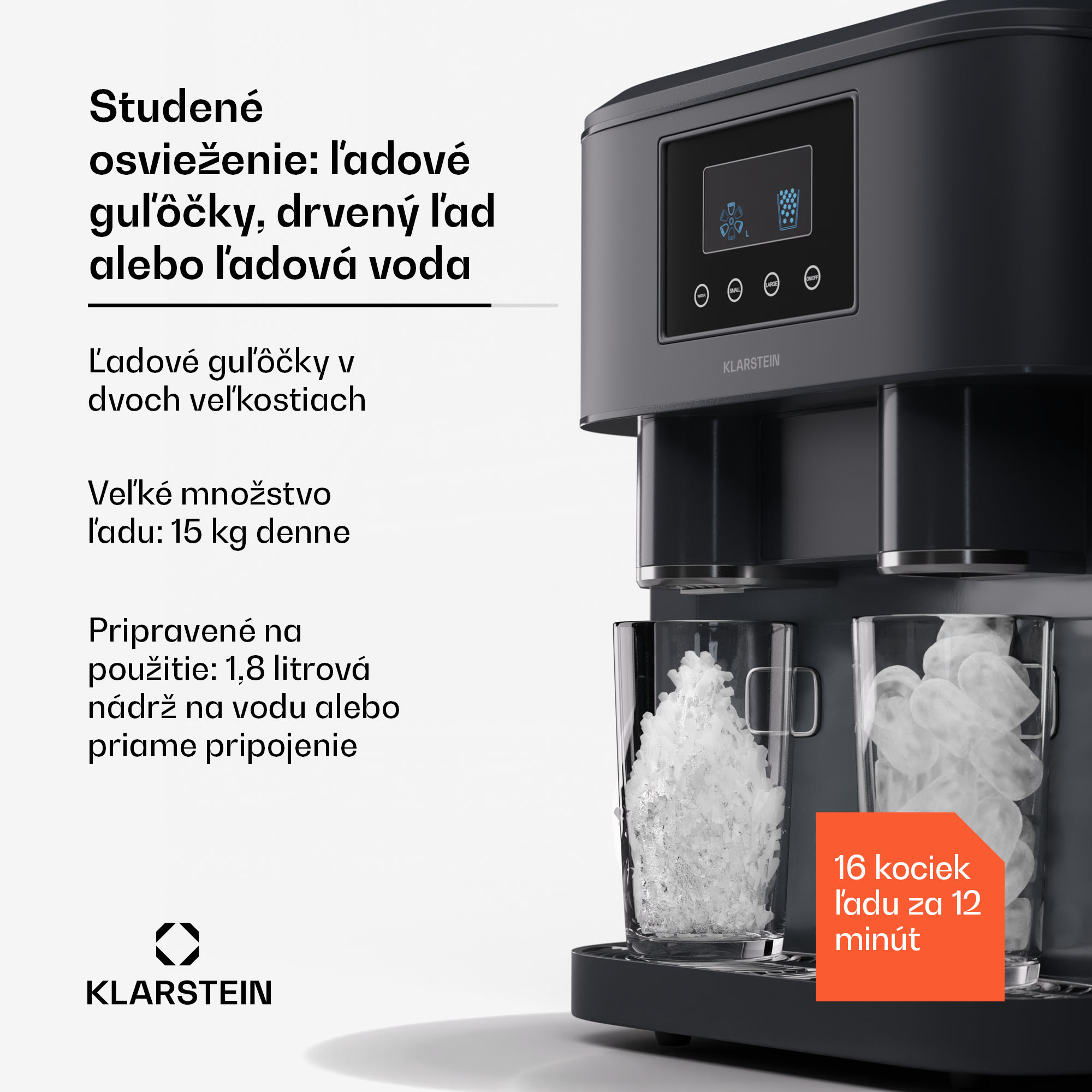 Klarstein IceAge Crush, výrobník ľadu, 2 veľkosti, drvený ľad – Obrázok 3