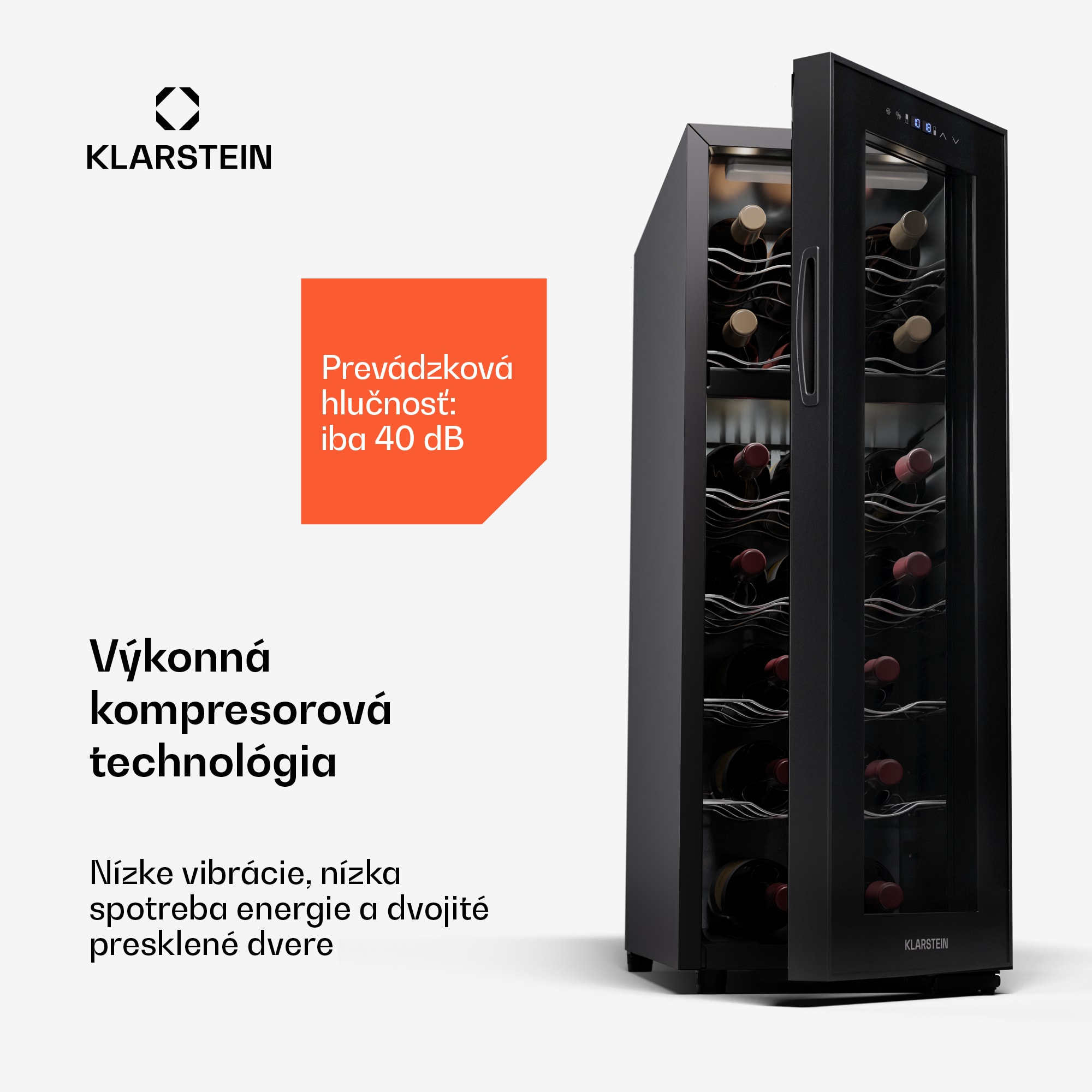 Klarstein Shiraz 18 Duo, chladnička na víno, 2 zóny, 58 l/18 fliaš, 5-18 / 5-18 °C, dotykové ovládanie – Obrázok 2