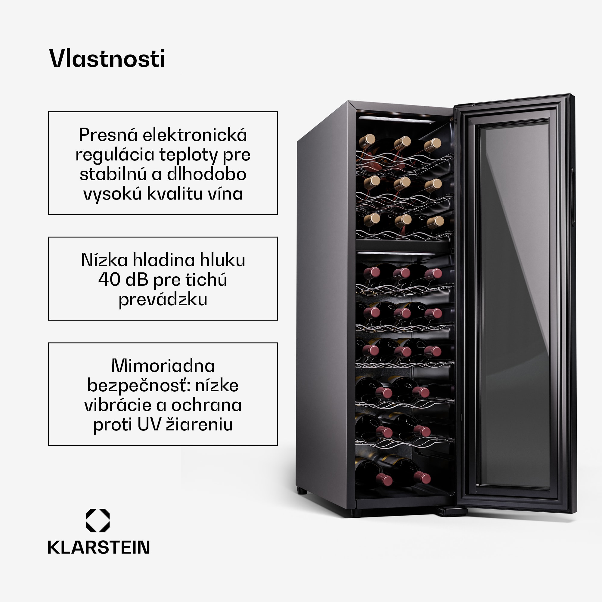 Klarstein Shiraz 24 Duo, chladnička na víno, 2 zóny, 75 l/24 fliaš, 5-18 °C, dotykové ovládanie – Obrázok 2