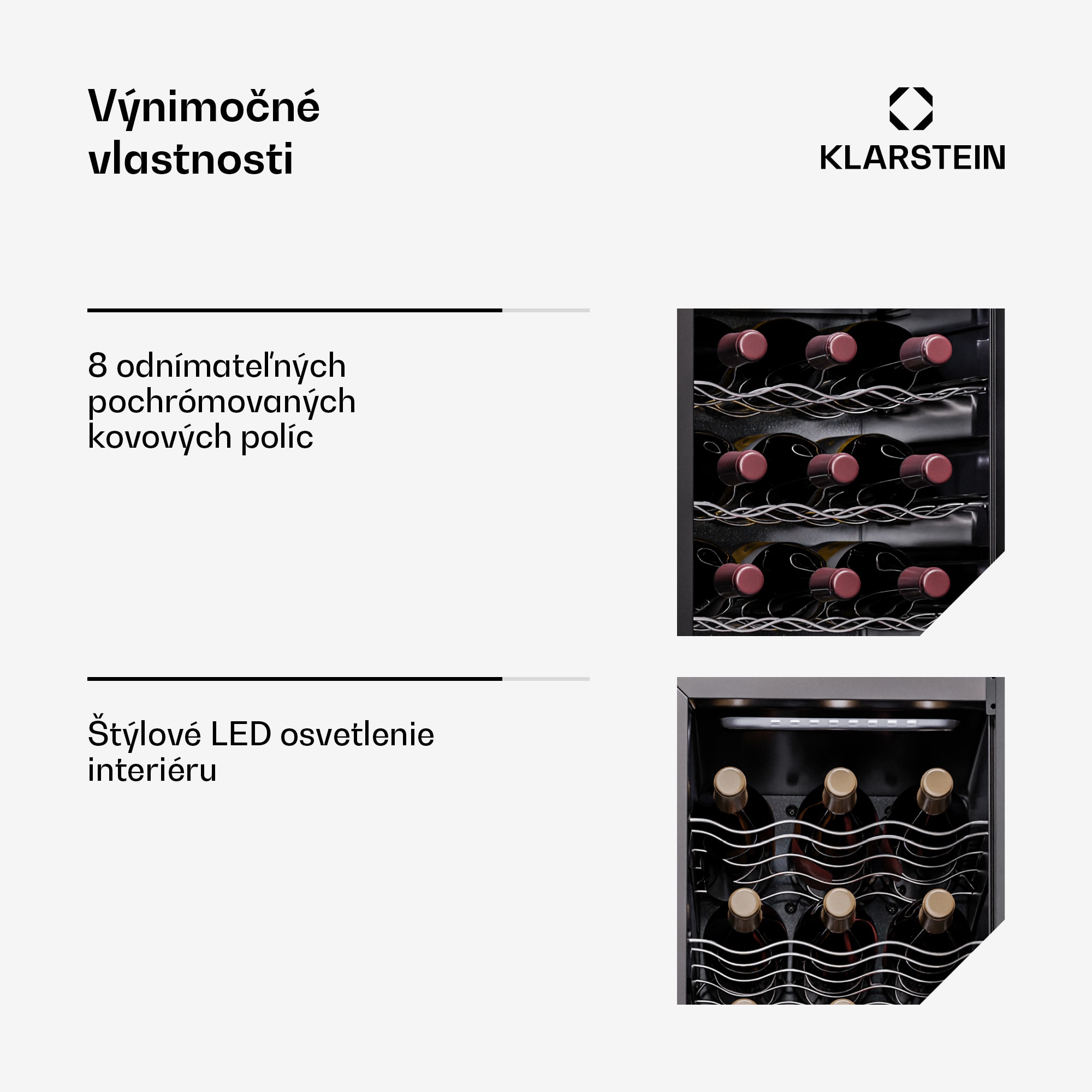 Klarstein Shiraz 24 Duo, chladnička na víno, 2 zóny, 75 l/24 fliaš, 5-18 °C, dotykové ovládanie – Obrázok 4