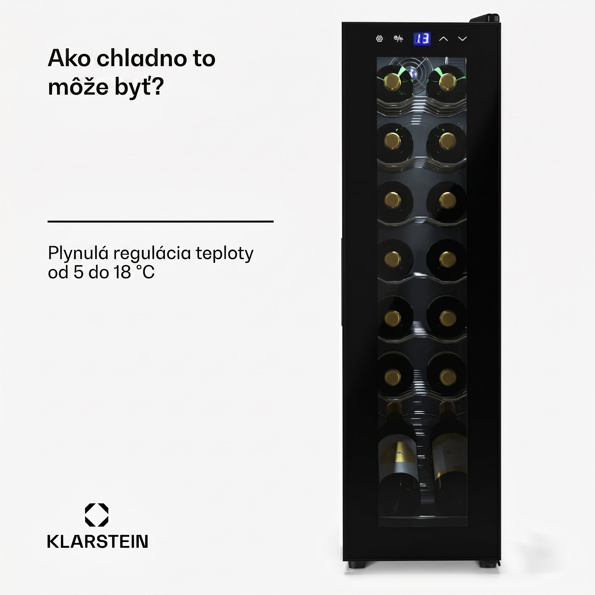 Klarstein Shiraz 14 Slim Uno vinotéka 14 fliaš 5 - 18 °C dotykové ovládanie – Obrázok 2