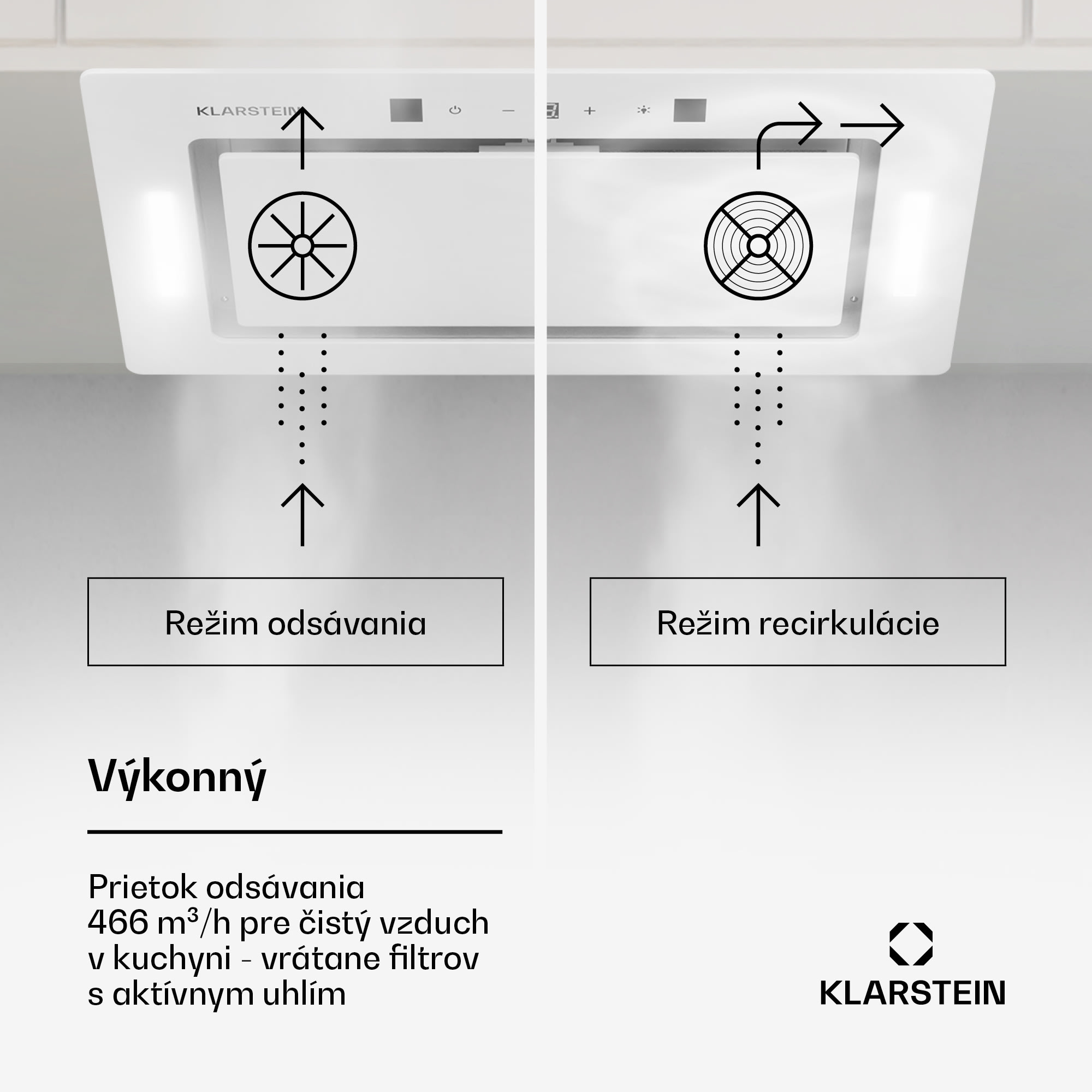 Klarstein Hektor Eco, digestor, 72 cm, 466 m³/h, dotykové ovládanie, sklo – Obrázok 3