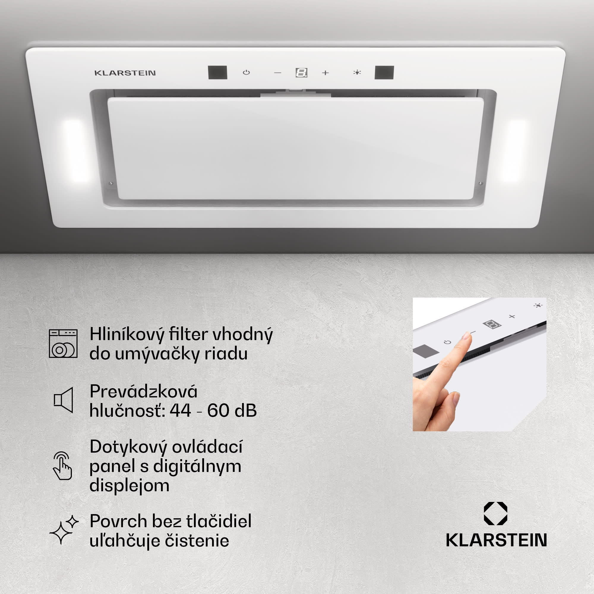 Klarstein Hektor Eco, digestor, 72 cm, 466 m³/h, dotykové ovládanie, sklo – Obrázok 5