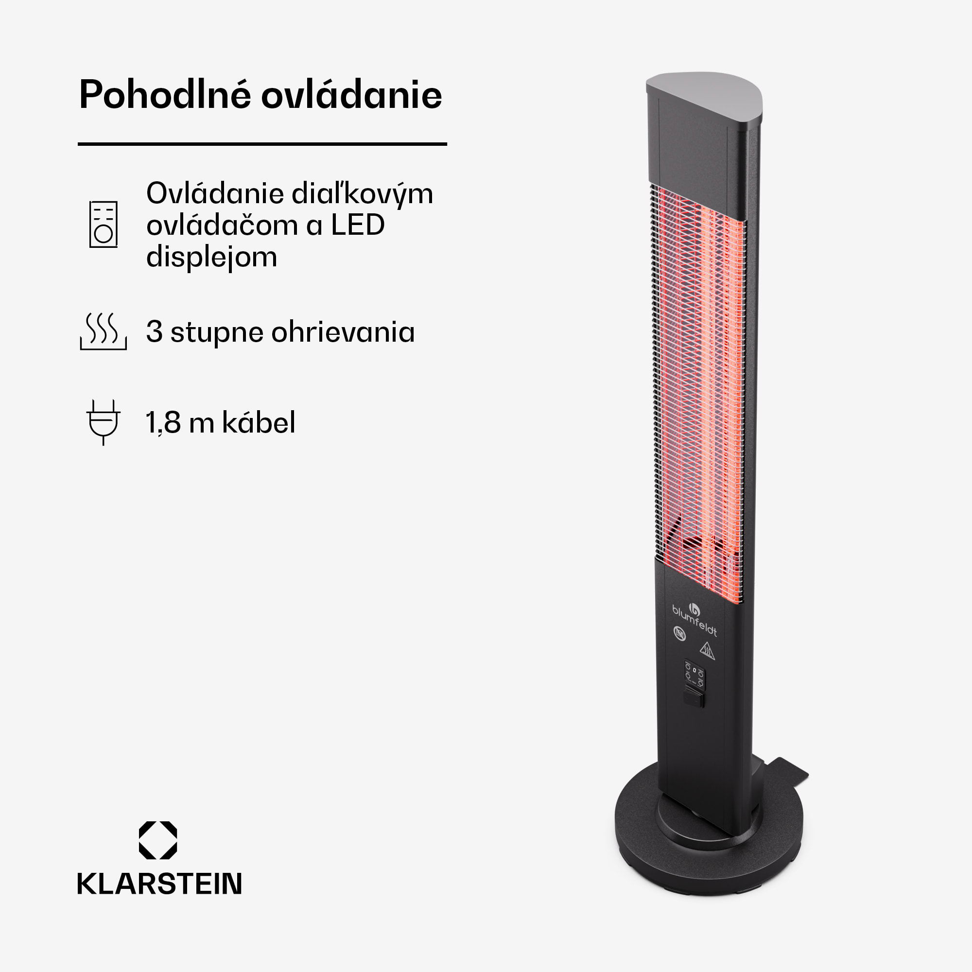 Blumfeldt Heat Guru 3000, vonkajší sálavý ohrievač, 3000W, 3 úrovne ohrevu, diaľkové ovládanie – Obrázok 4