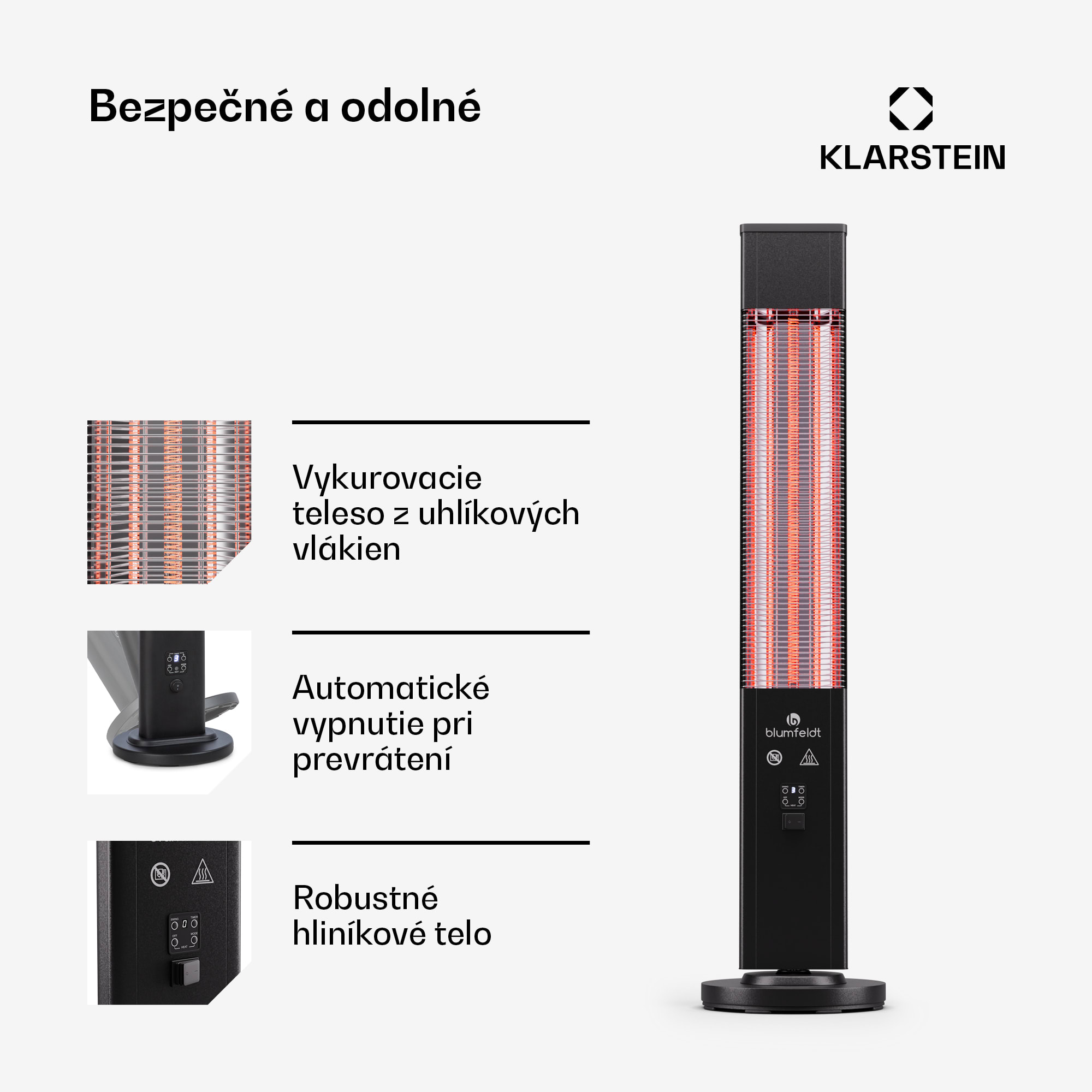 Blumfeldt Heat Guru 3000, vonkajší sálavý ohrievač, 3000W, 3 úrovne ohrevu, diaľkové ovládanie – Obrázok 5