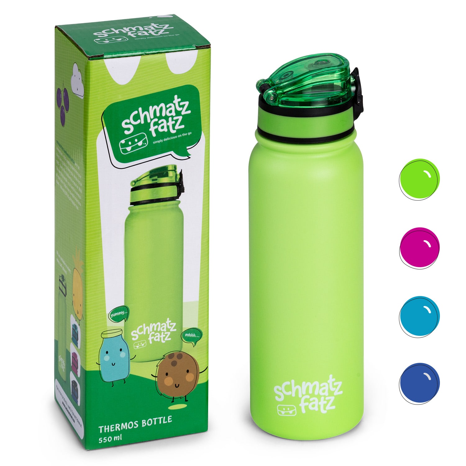 Klarstein schmatzfatz detská izolovaná fľaša na pitie 550 ml nerezová oceľ | ABS | BPA-free