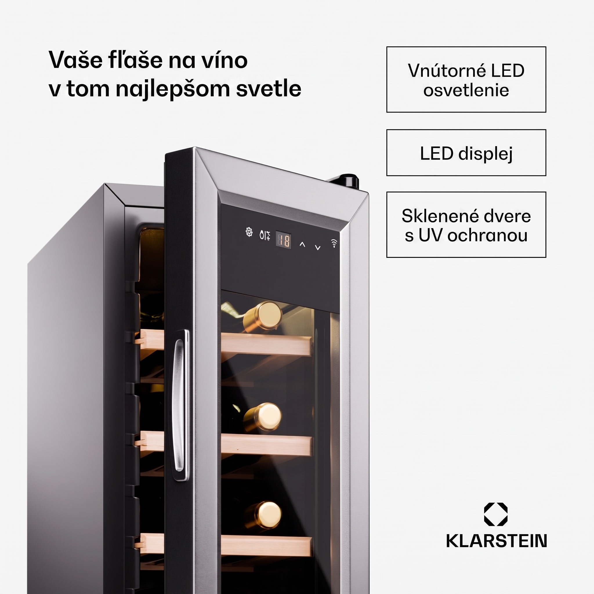 Klarstein Shiraz Premium Smart, Chladnička na víno, 12 Slim na 12 fliaš – Obrázok 4