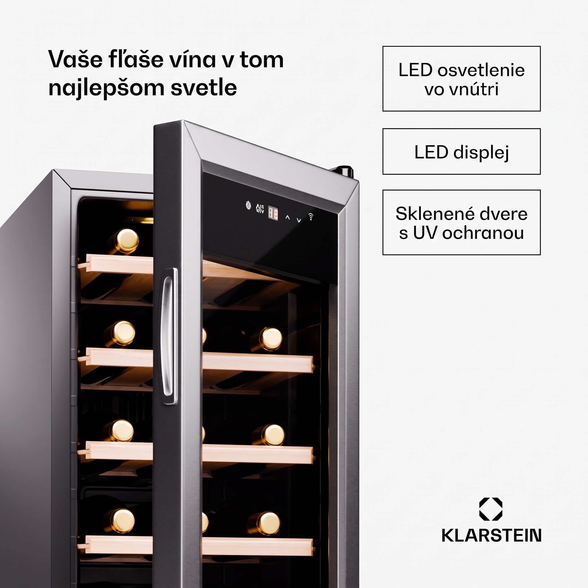 Klarstein Shiraz Premium Smart 18, Chladnička na víno na 18 fliaš – Obrázok 4