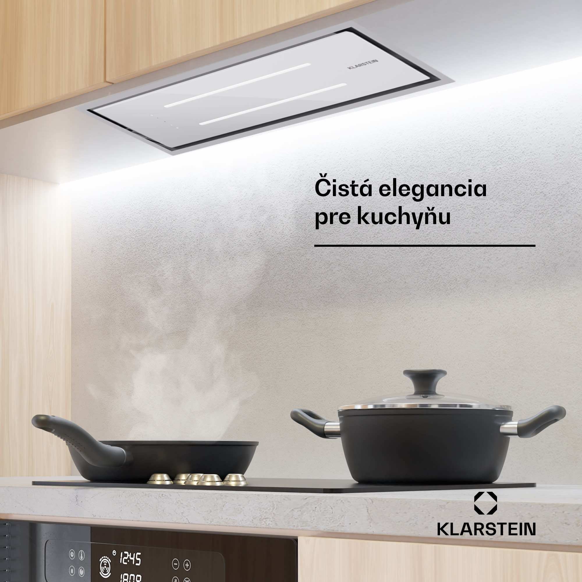 Klarstein High Line Eco 90 stropný odsávač 90 cm 436 m³/h, stupňový, diaľkové ovládanie, ambientné osvetlenie – Obrázok 2