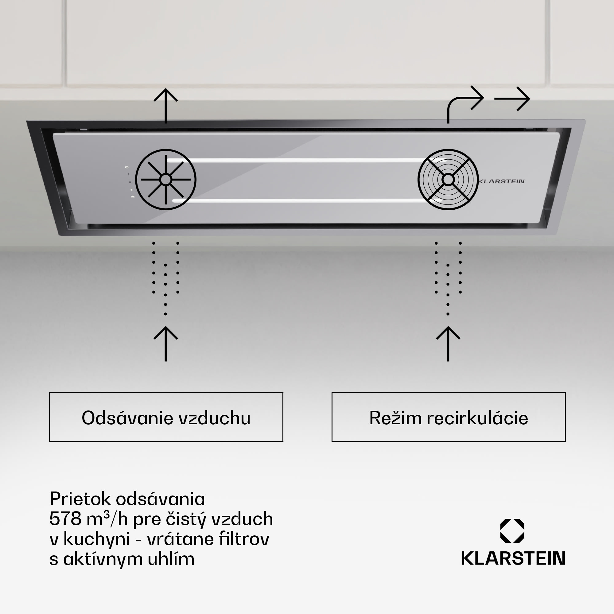 Klarstein High Line Eco 90 stropný odsávač 90 cm 436 m³/h, stupňový, diaľkové ovládanie, ambientné osvetlenie – Obrázok 3