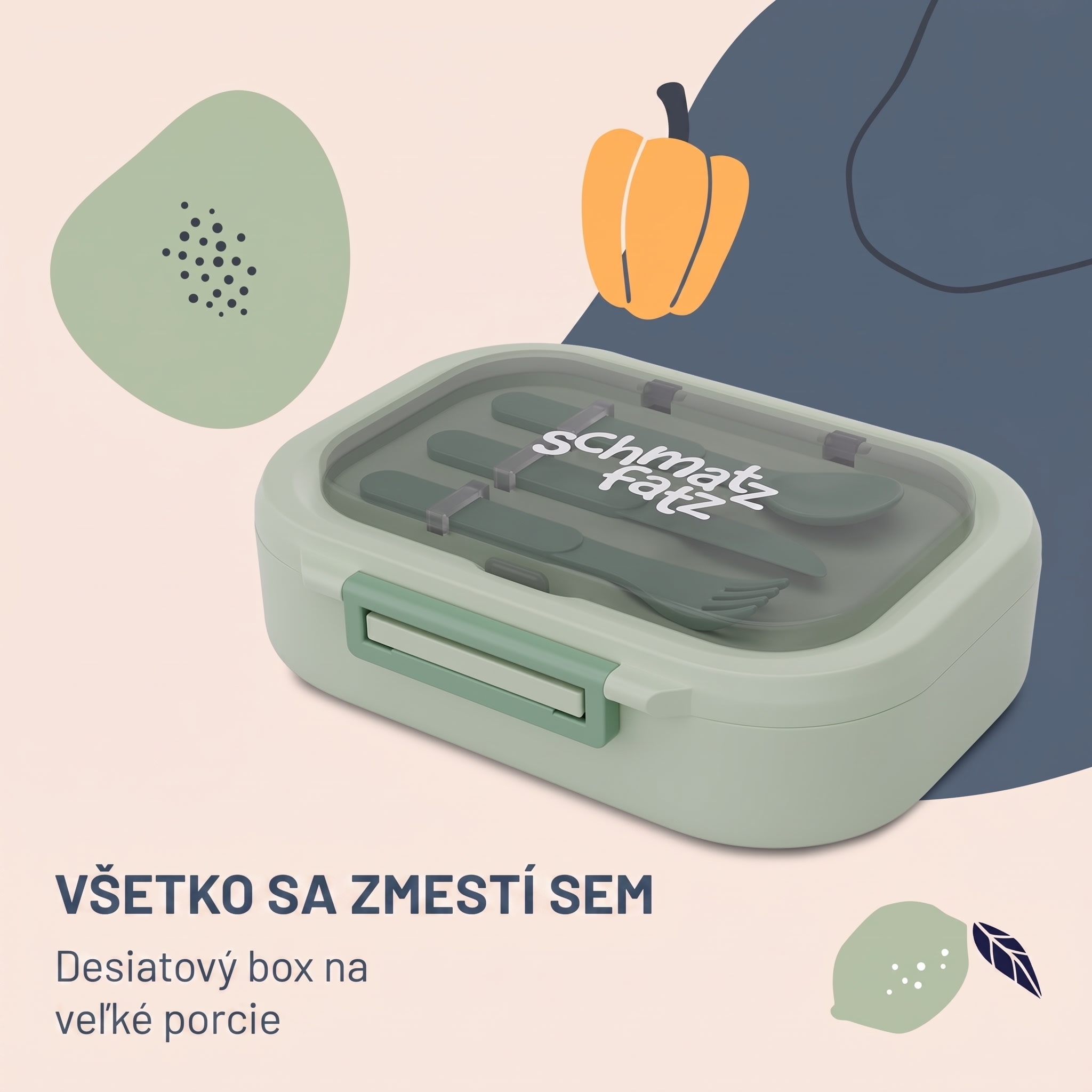 Klarstein Bunko, desiatový box, 3 priehradky, 3-dielny príbor Rozmery: cca 21 x 14,5 x 5,5 cm (Š x V x H) – Obrázok 2