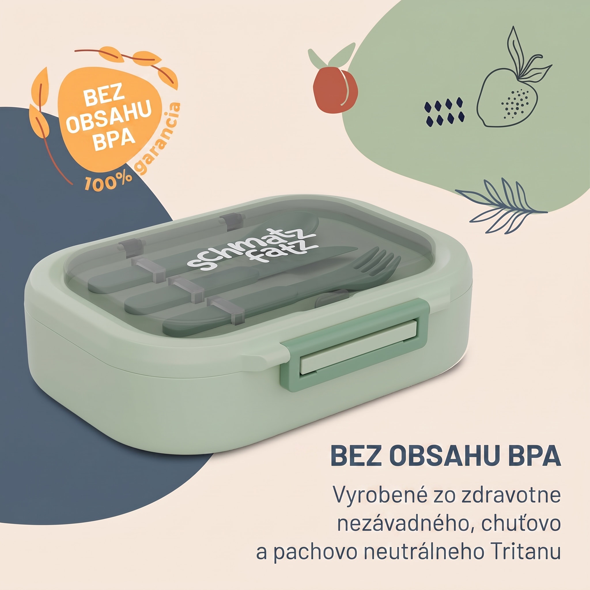Klarstein Bunko, desiatový box, 3 priehradky, 3-dielny príbor Rozmery: cca 21 x 14,5 x 5,5 cm (Š x V x H) – Obrázok 3