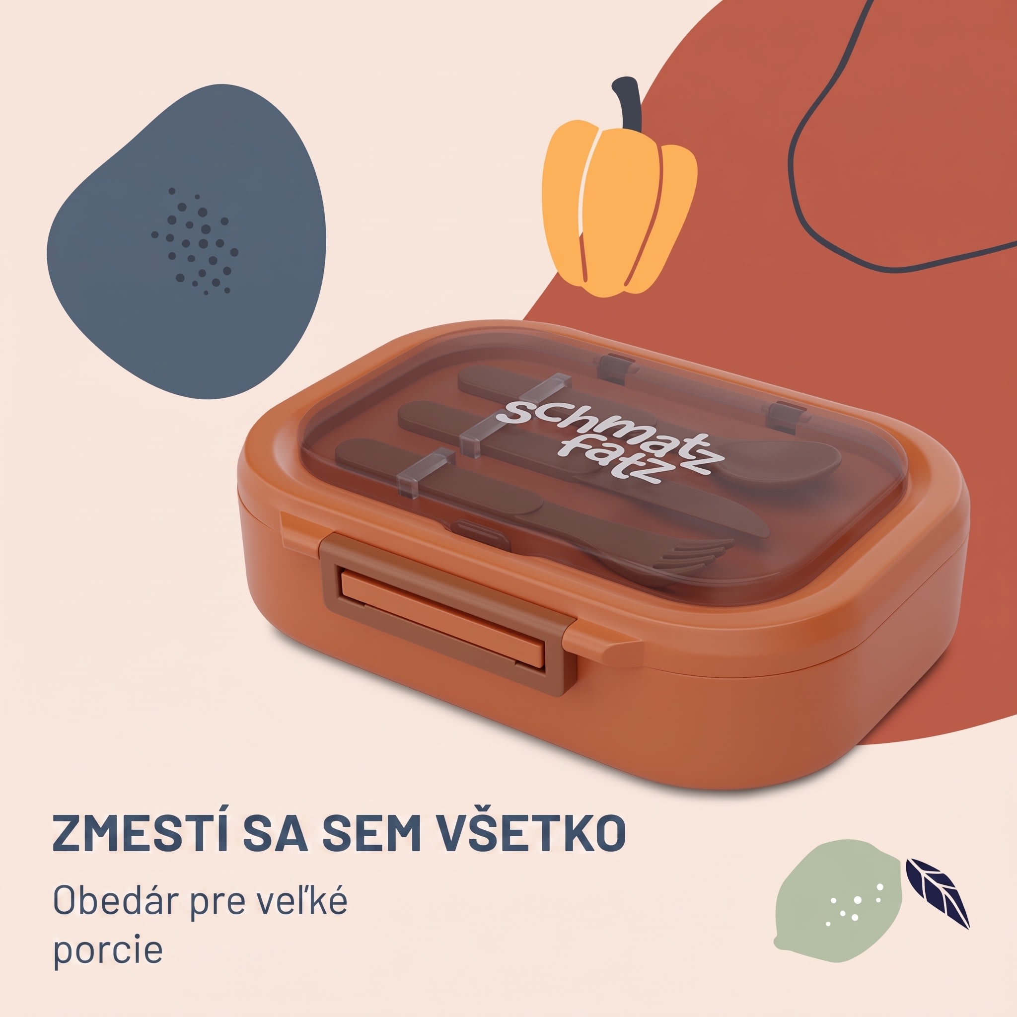 Klarstein Bunko, desiatový box, 3 priehradky, 3-dielny príbor Rozmery: cca 21 x 14,5 x 5,5 cm (Š x V x H) – Obrázok 2