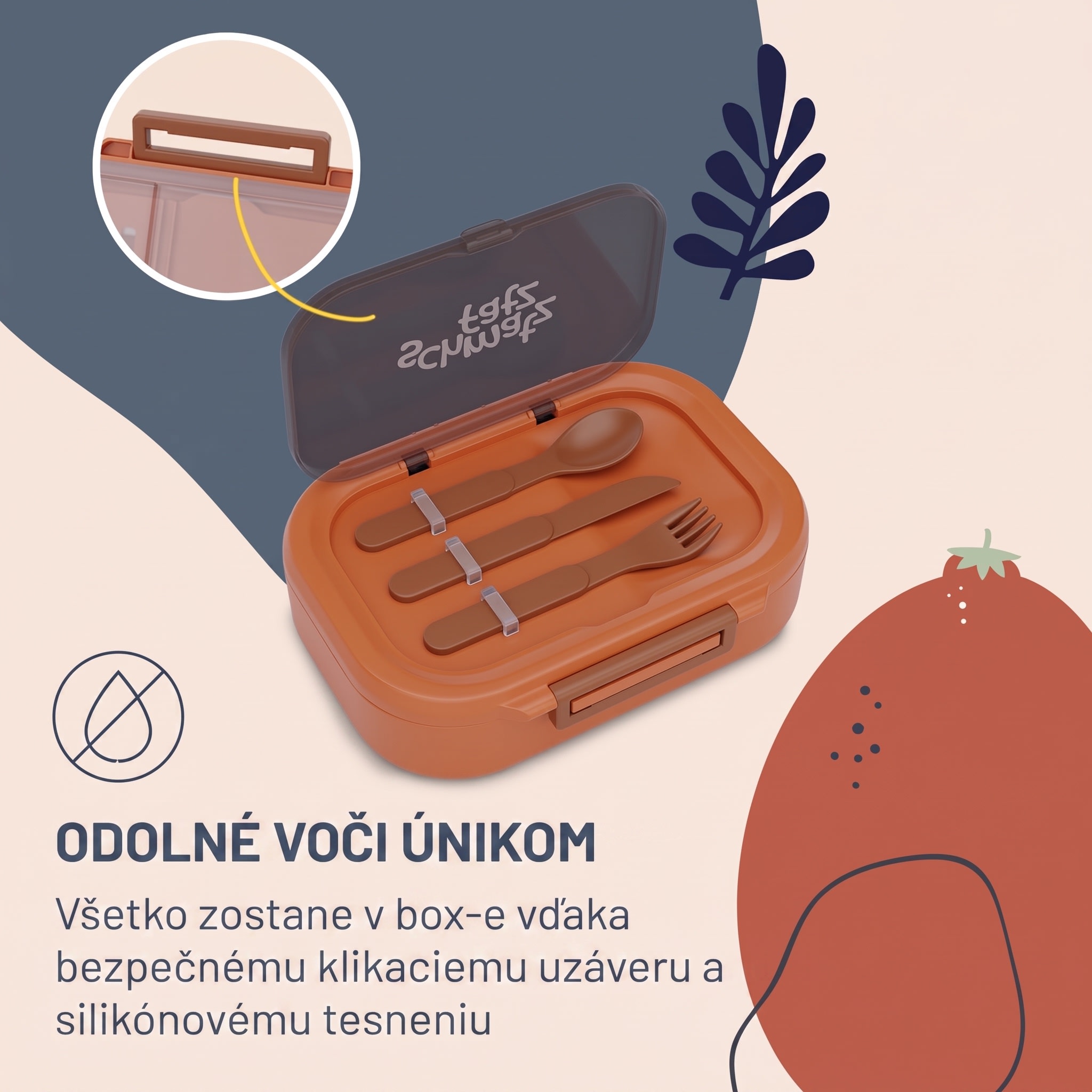Klarstein Bunko, desiatový box, 3 priehradky, 3-dielny príbor Rozmery: cca 21 x 14,5 x 5,5 cm (Š x V x H) – Obrázok 4