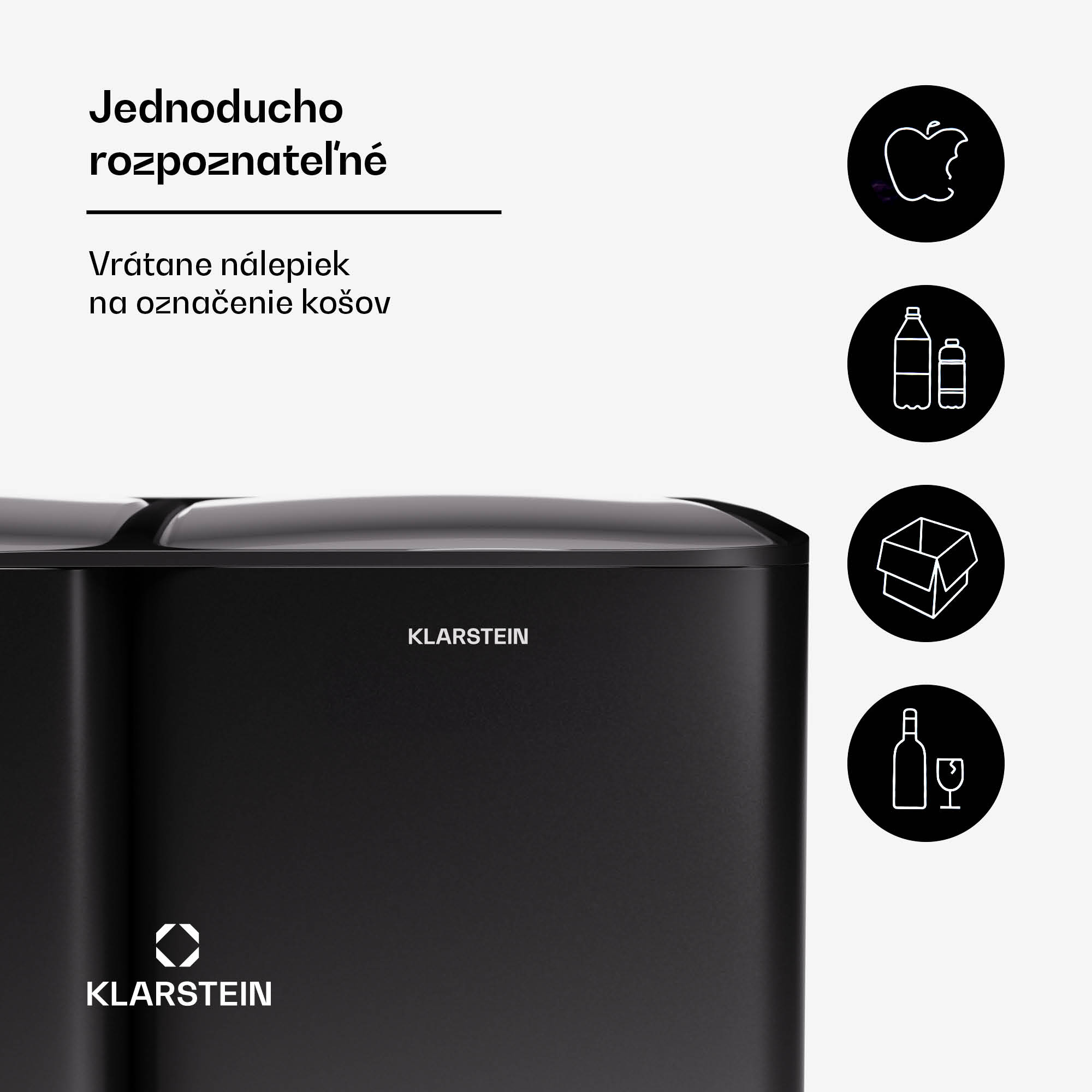 Klarstein Tiyo 3v1 odpadkový kôš 60 l s vyberateľným vedrom a tichým zatváraním – Obrázok 3