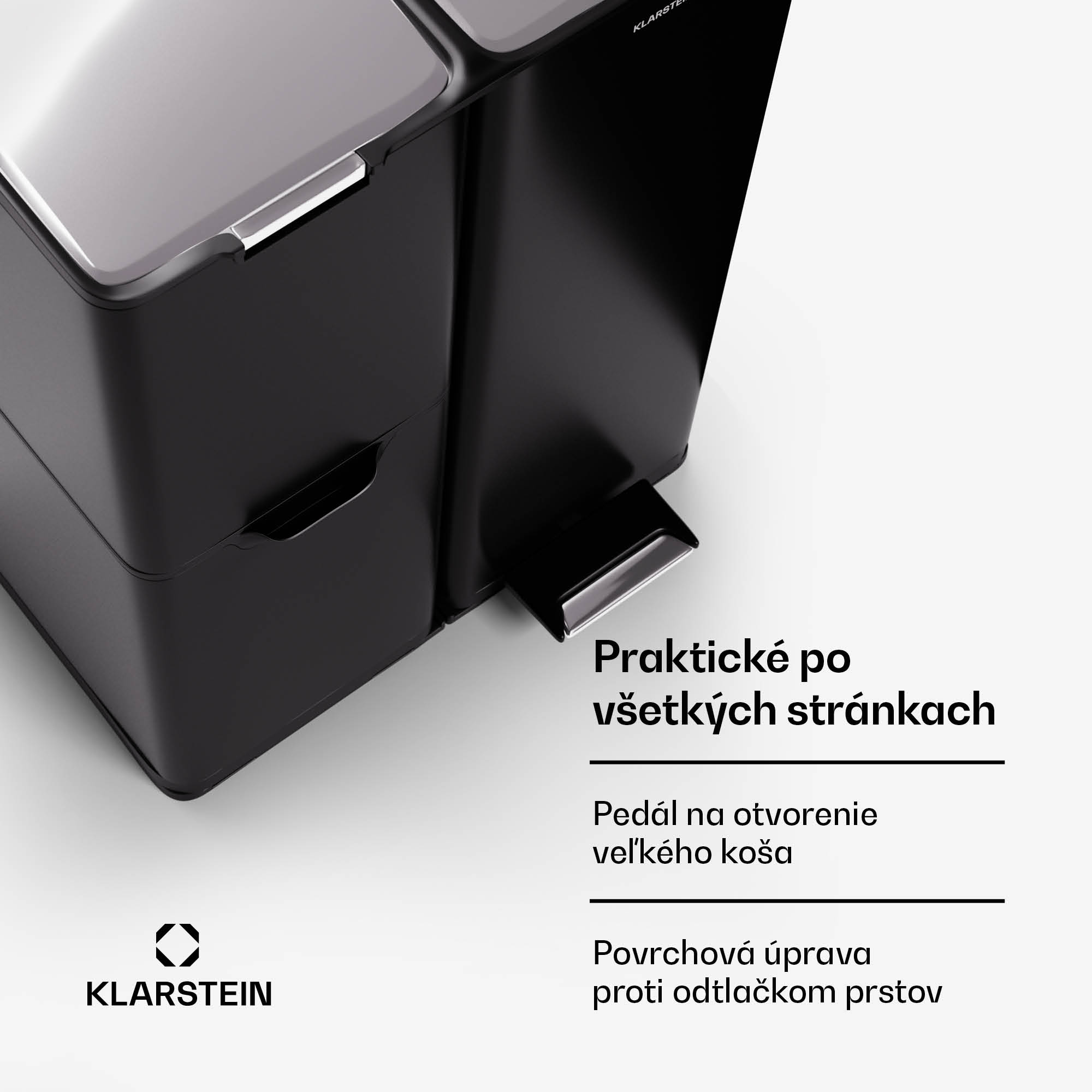 Klarstein Tiyo 3v1 odpadkový kôš 60 l s vyberateľným vedrom a tichým zatváraním – Obrázok 4