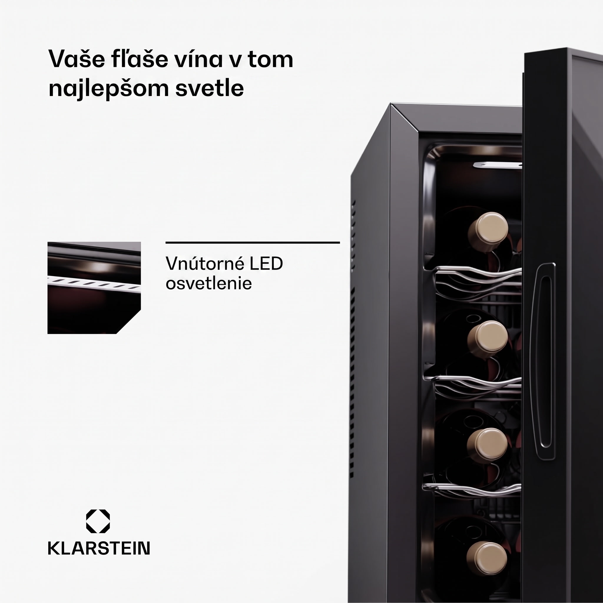 Klarstein Silent Vino 12 Uno, chladnička na víno, 31 l / 12 fliaš, 5-18 °C, dotykové – Obrázok 5