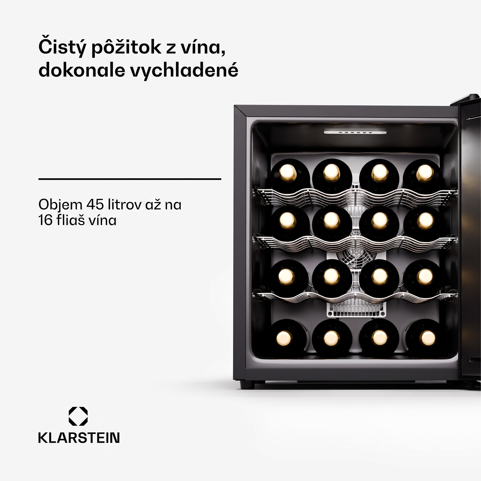 Klarstein Silent Vino 16 Uno, Chladnička na víno, 1 zóna / 16 fliaš – Obrázok 2