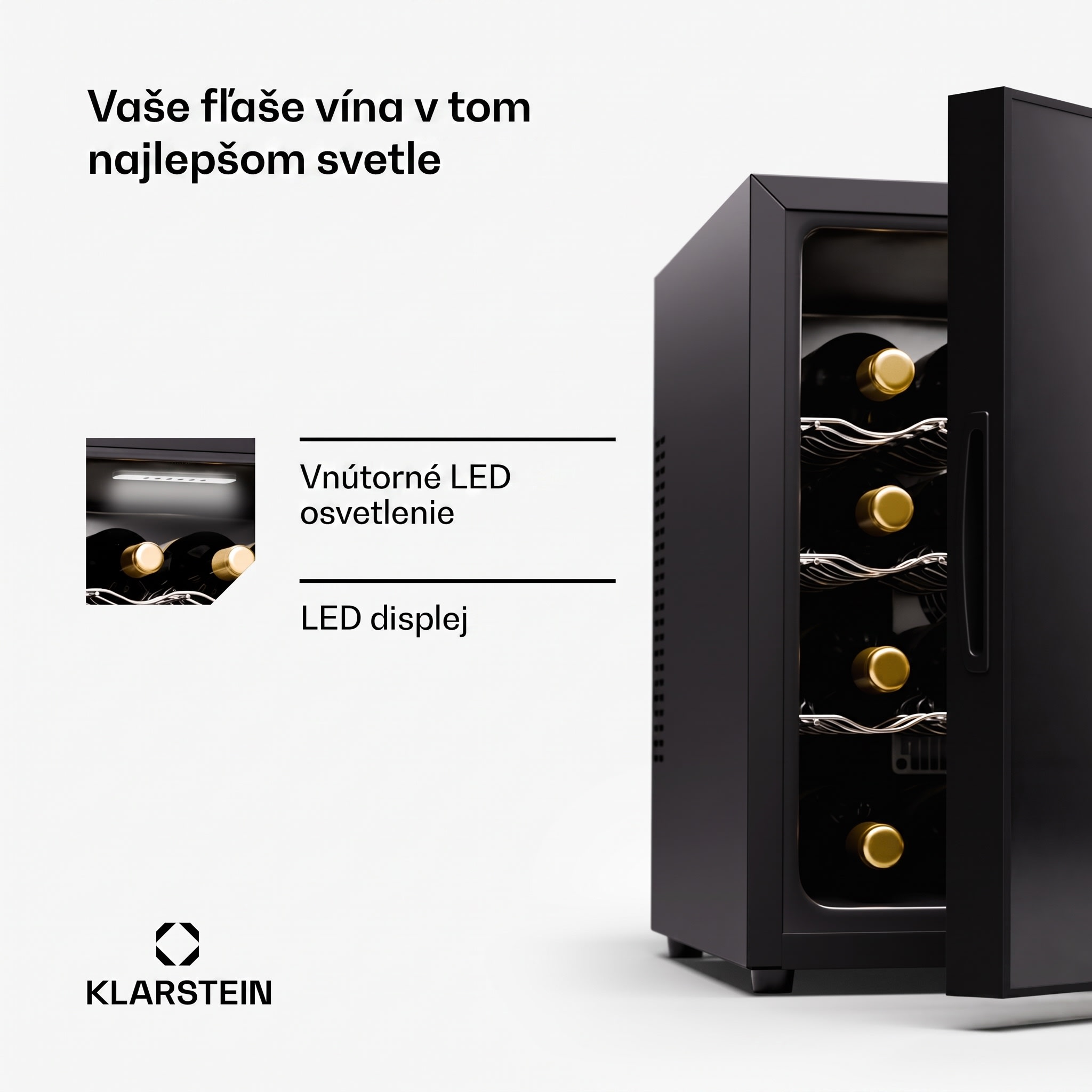 Klarstein Silent Vino 16 Uno, Chladnička na víno, 1 zóna / 16 fliaš – Obrázok 5