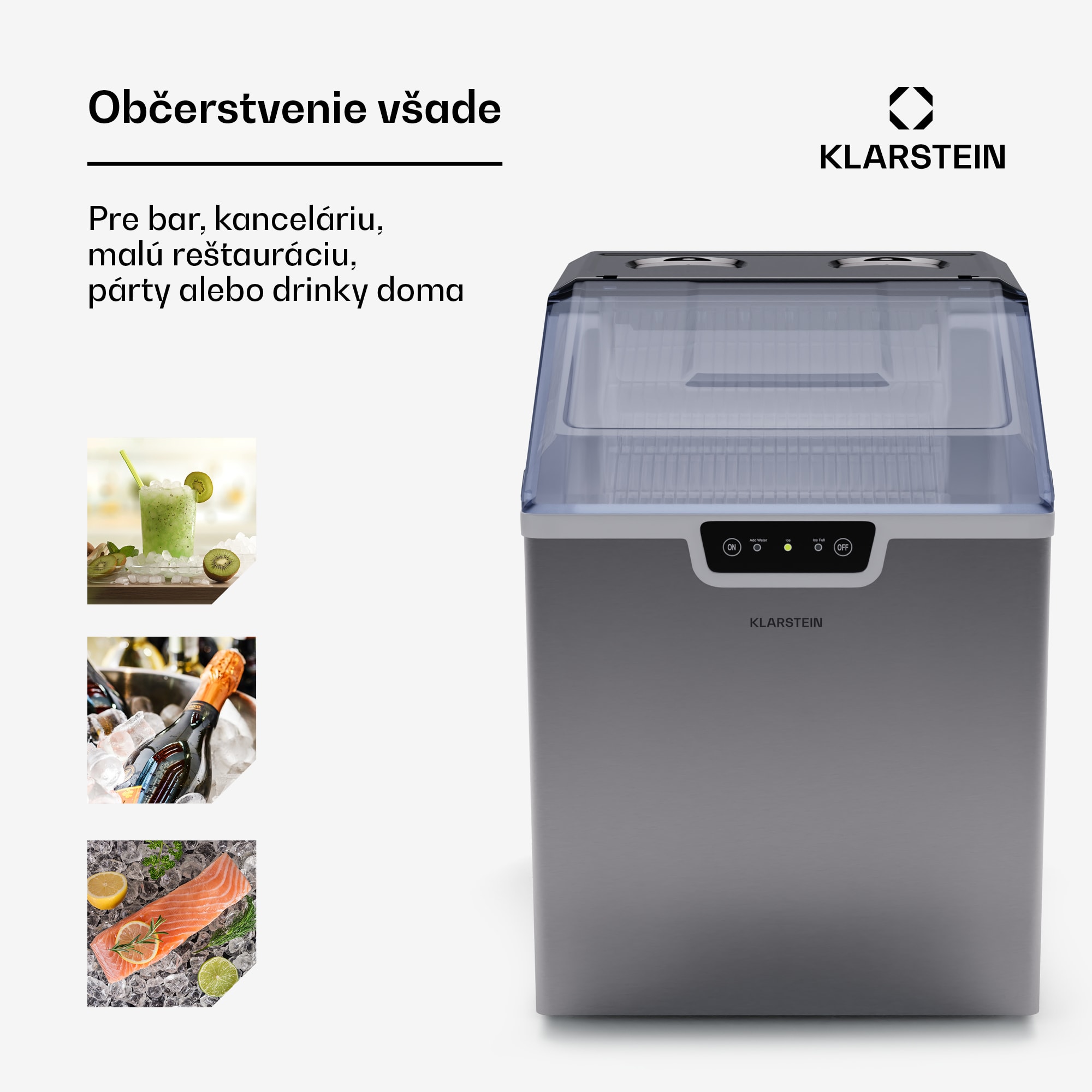 Klarstein Icefestival, výrobník ľadu, 12 kg/24 h, guľôčky, nehrdzavejúca oceľ – Obrázok 3