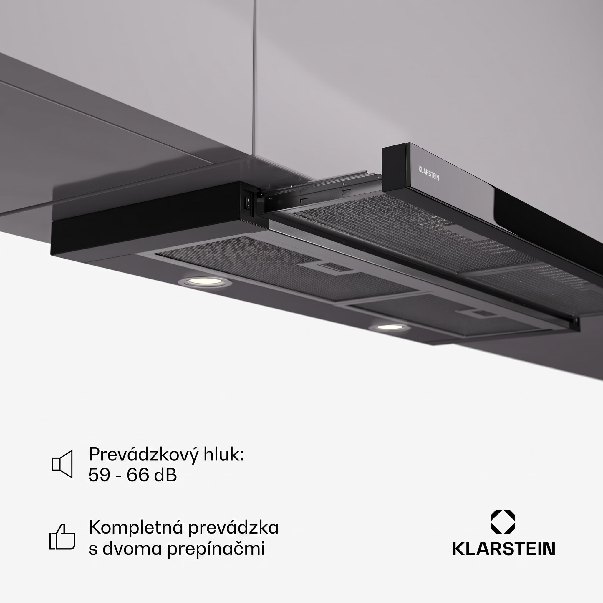 Klarstein Mariana 90 Neo nízkoprofilová digestoř 491 m³/h odtah/recirkulace LED EEK C – Obrázok 5