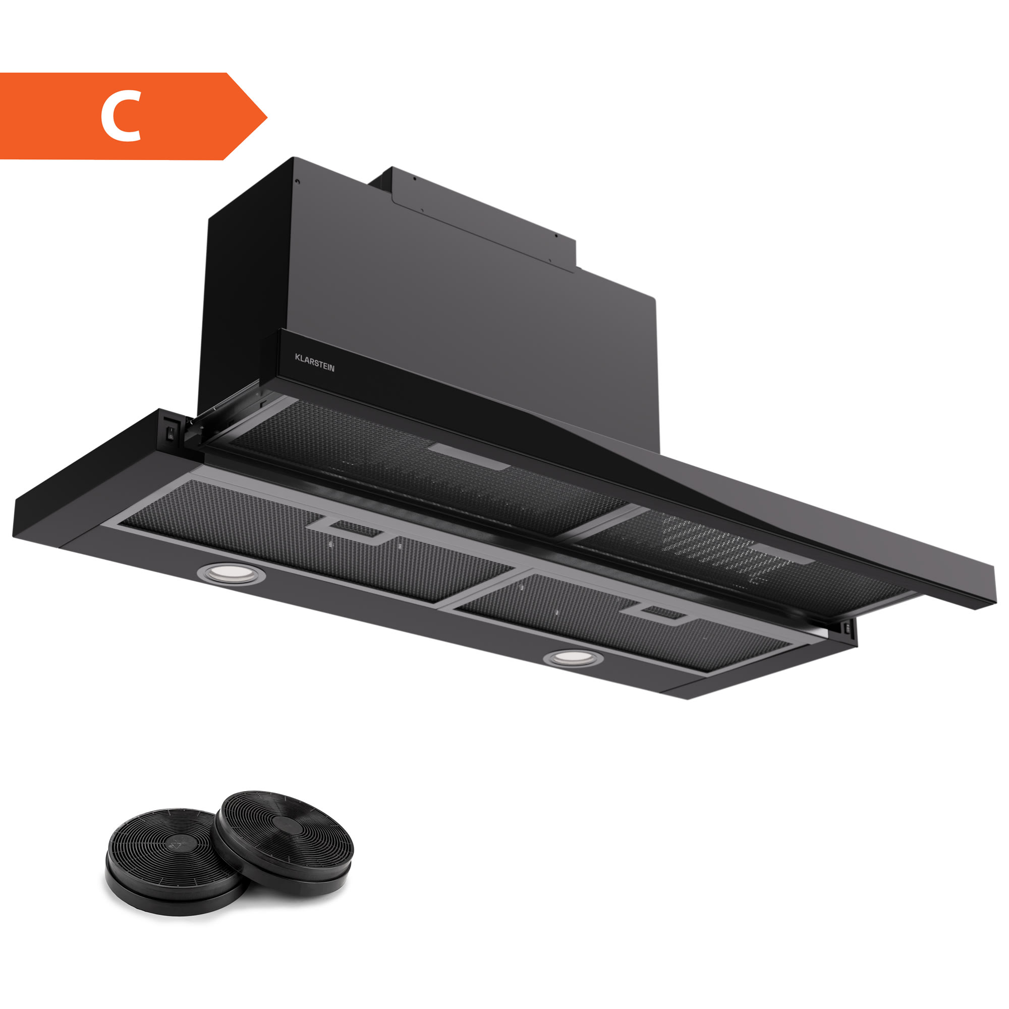 Klarstein Mariana 90 Neo nízkoprofilová digestoř 491 m³/h odtah/recirkulace LED EEK C