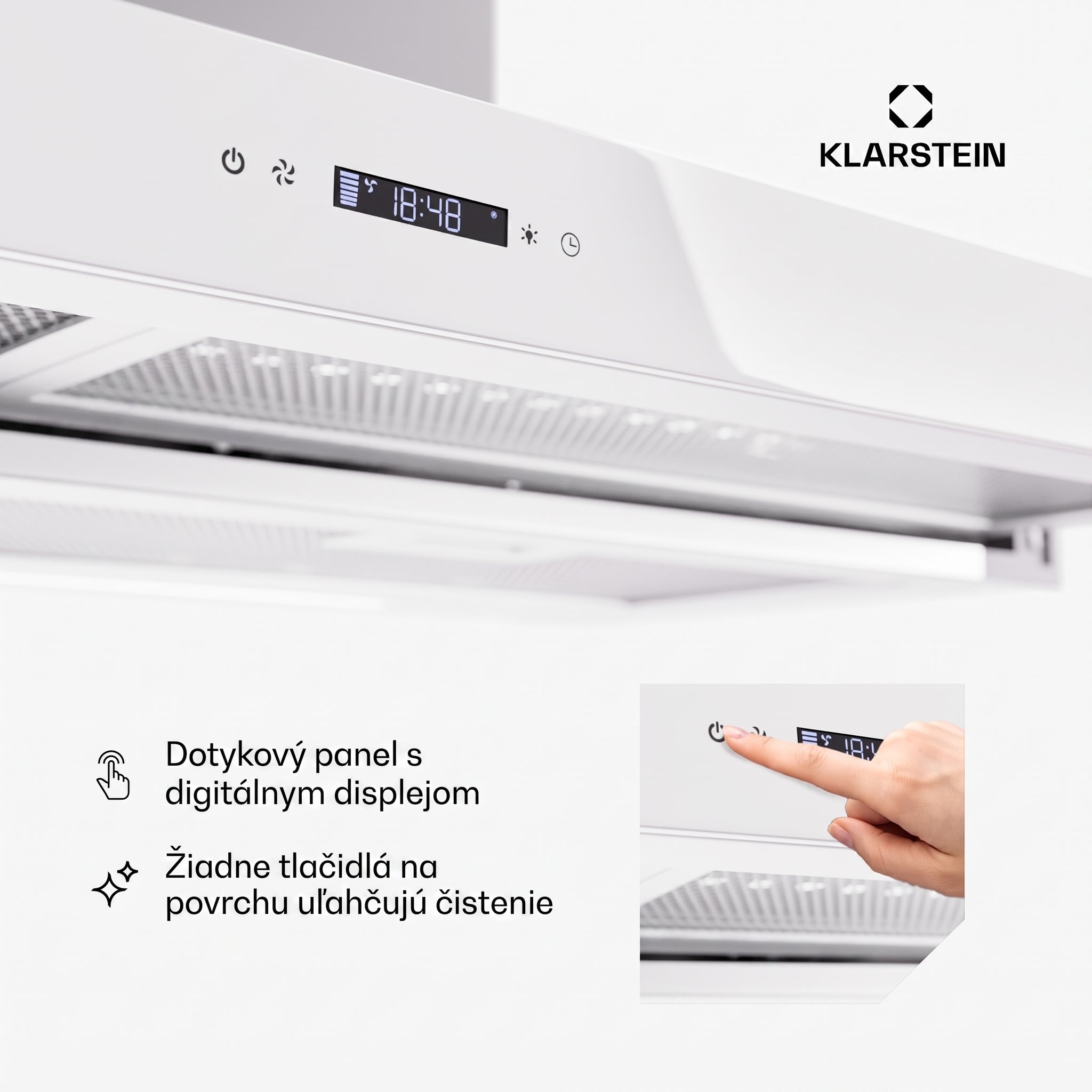 Klarstein Mariana Neo 90 odsávač s plochým krytom 90 cm 640 m³/h odťah LED – Obrázok 5