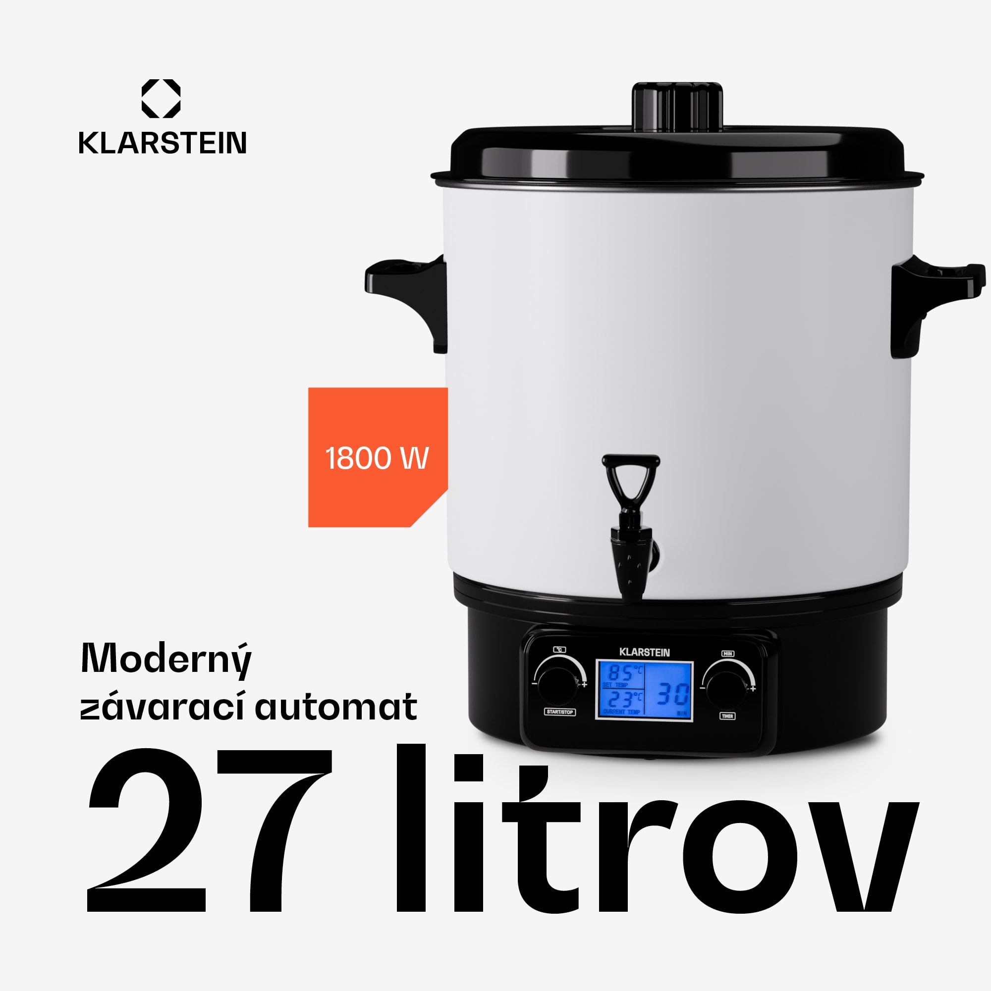 Klarstein Biggie Digital zavárací automat dábkovač nápojov elektrický 27L 1800 W nehrdzavejúca oceľ – Obrázok 3