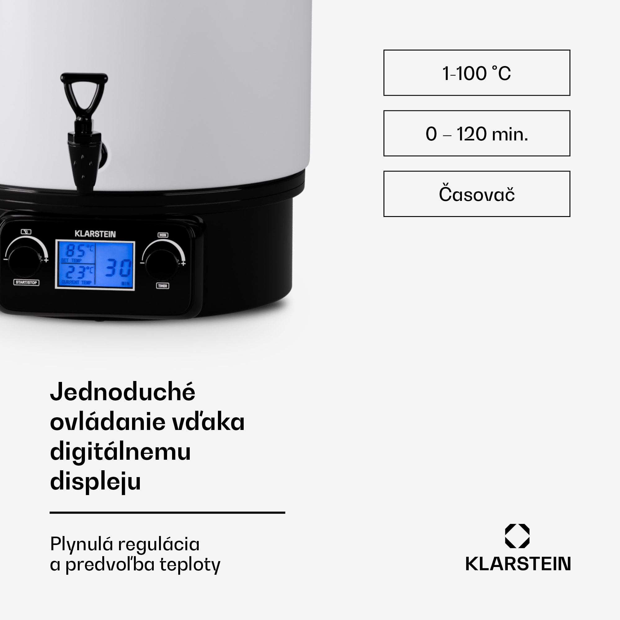 Klarstein Biggie Digital zavárací automat dábkovač nápojov elektrický 27L 1800 W nehrdzavejúca oceľ – Obrázok 4