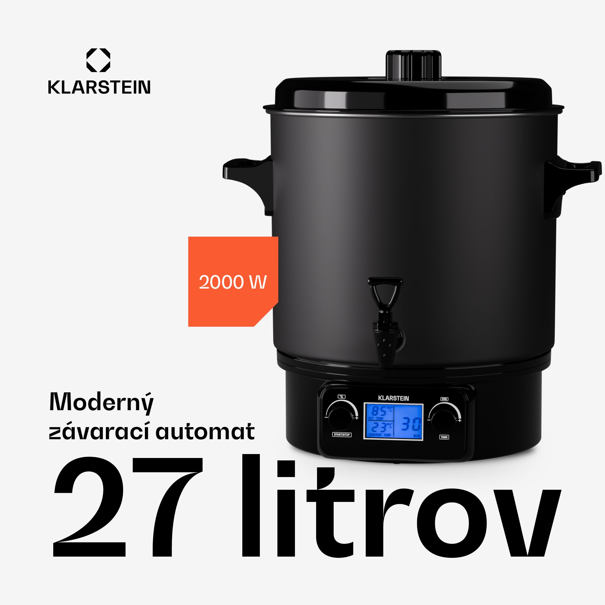 Klarstein Biggie Digital zavárací automat dávkovač nápojov elektrický 27L 2000 W nehrdzavejúca oceľ – Obrázok 3