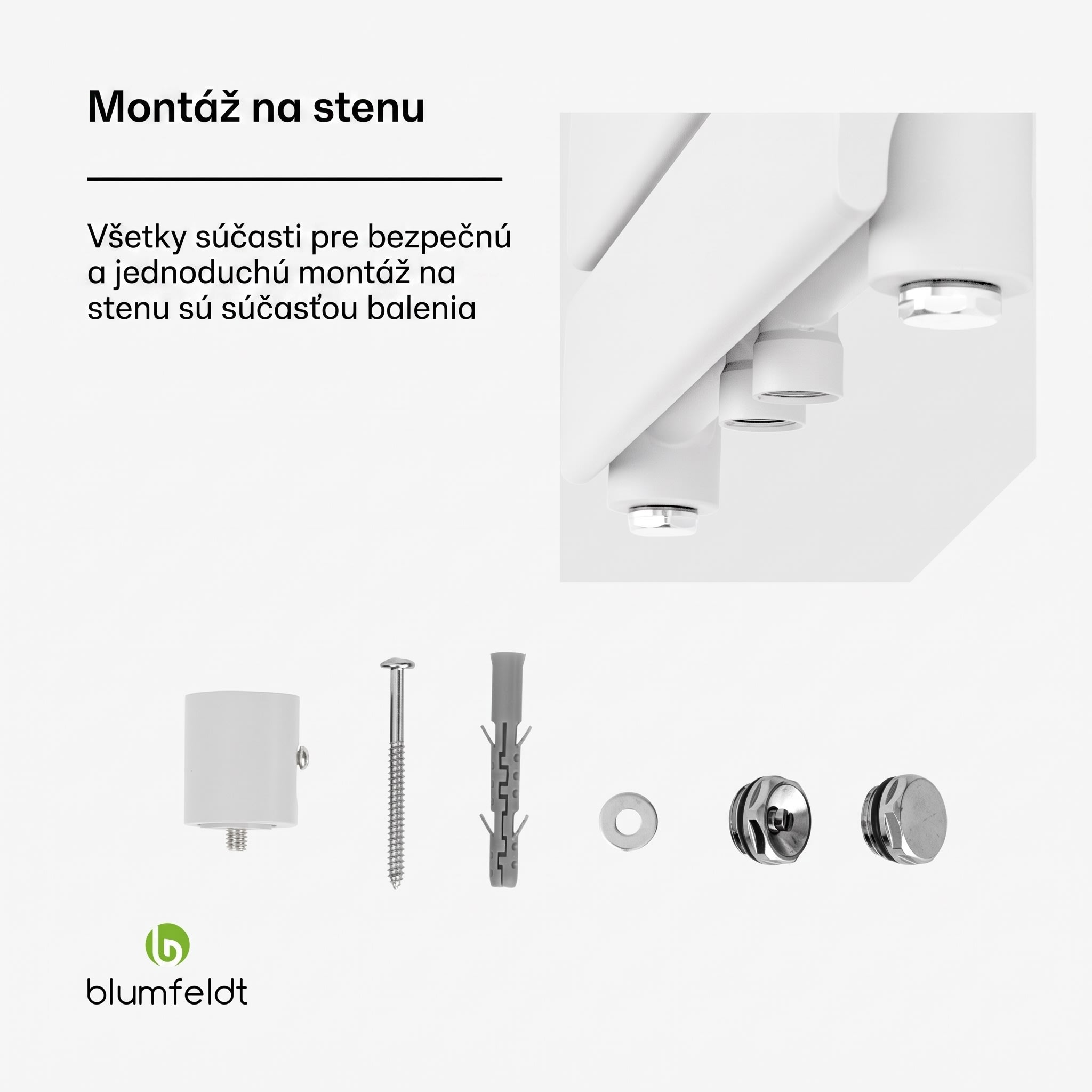 Blumfeldt Fairmont 50 x 107 radiátor 509 W teplá voda 4 držiaky na uteráky 1/2" – Obrázok 4