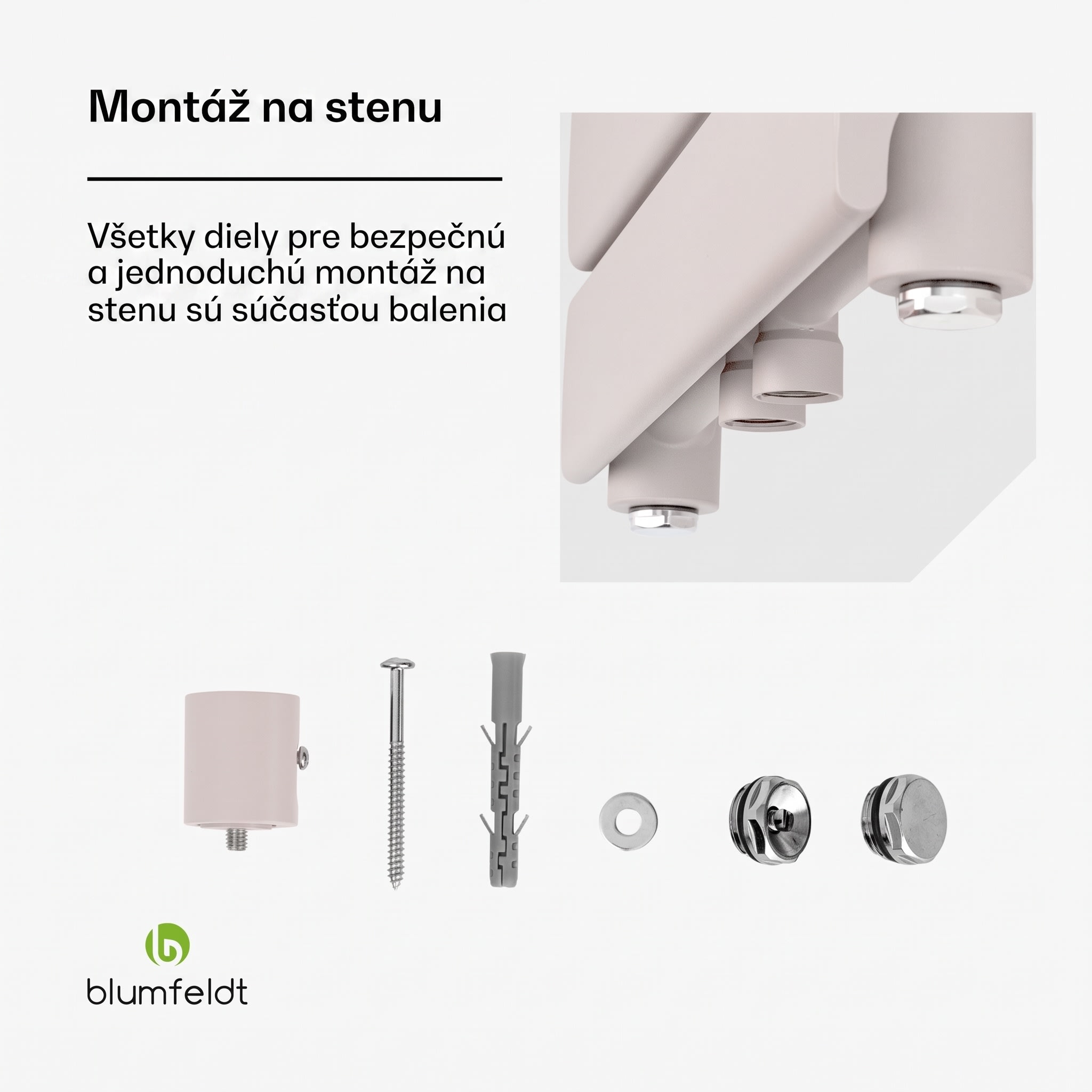 Blumfeldt Fairmont 50 x 107 radiátor 509 W teplá voda 4 držiaky na uteráky 1/2" – Obrázok 4