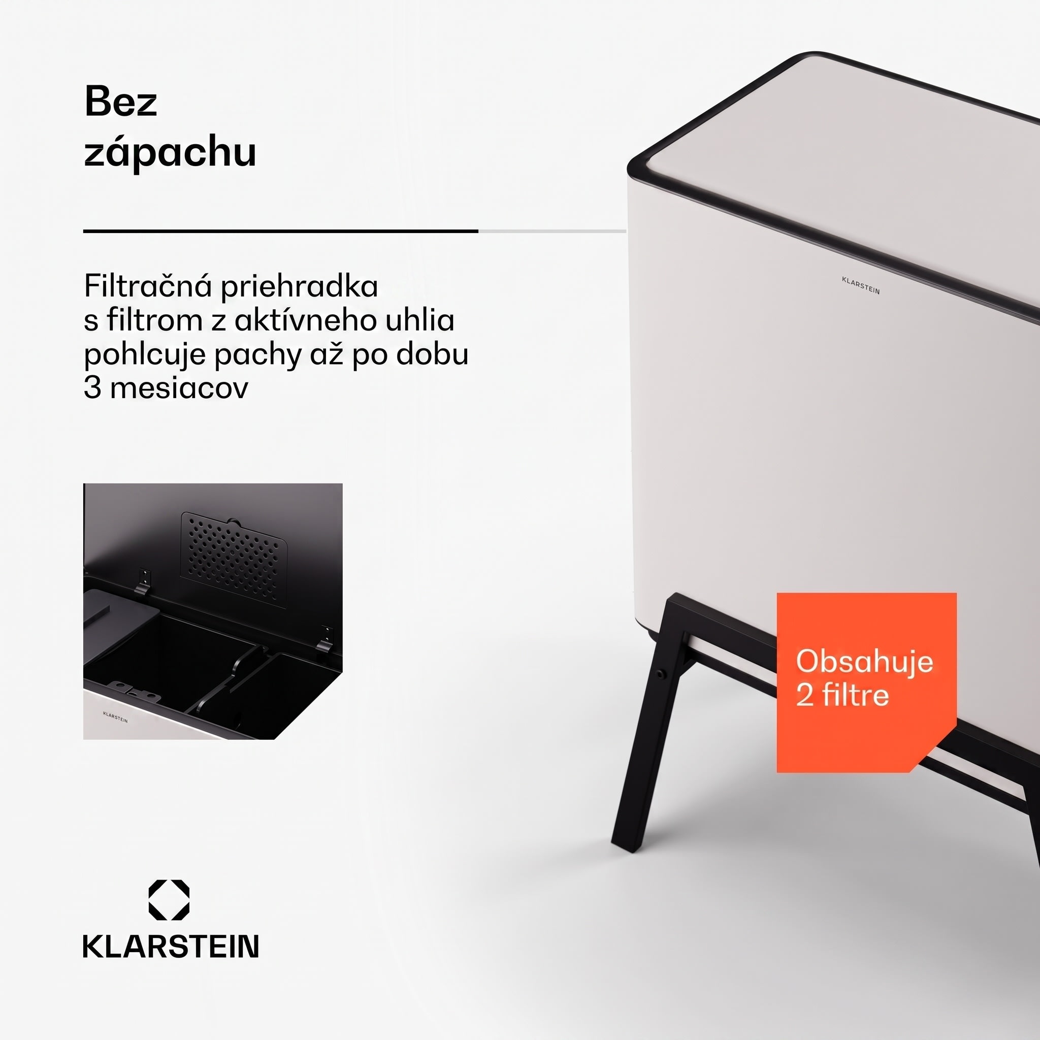 Klarstein Yuma, odpadkový kôš, 40 l, vrátane kompostéra, s nožičkami, pachový filter – Obrázok 5