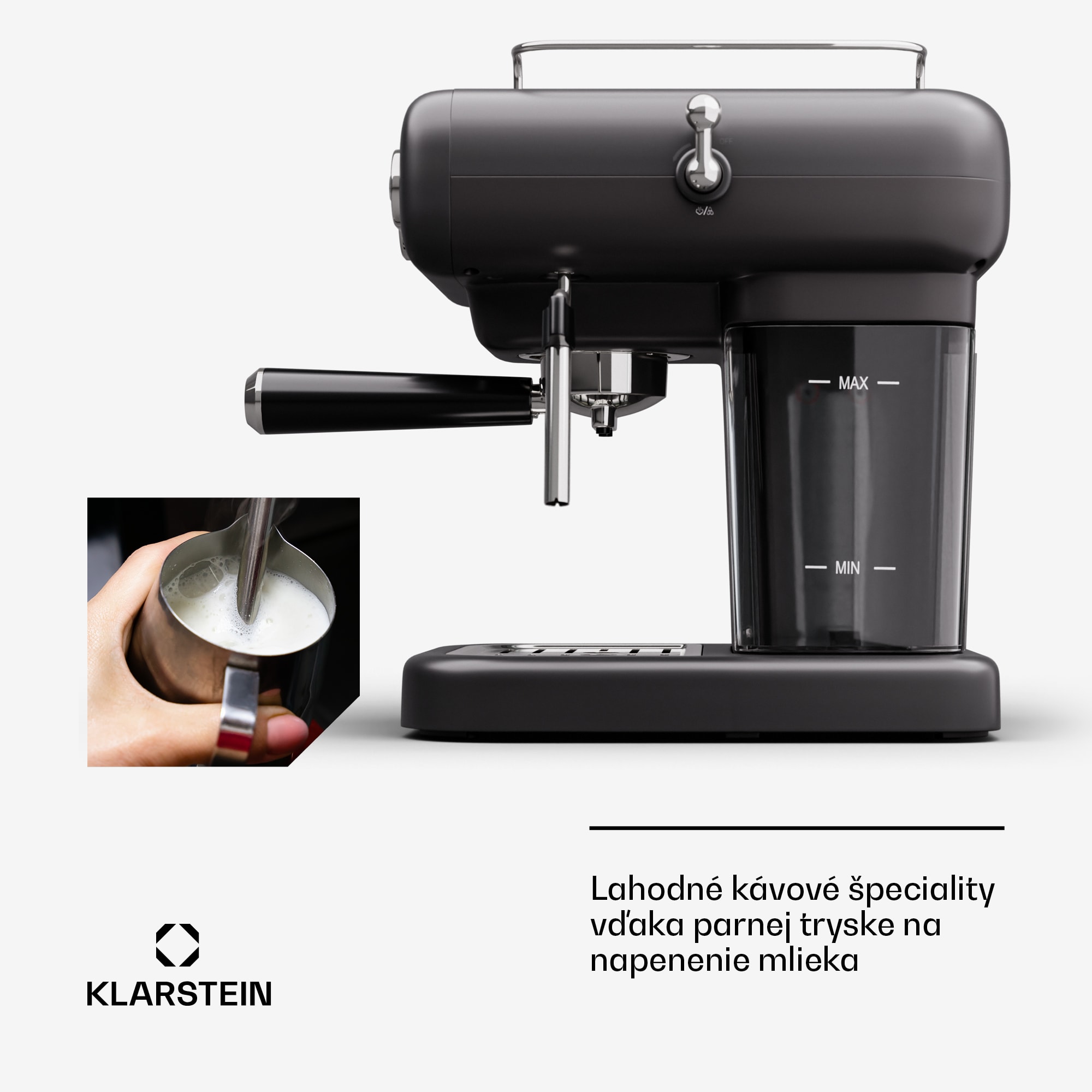 Klarstein Espressionata Evo kávovar 950W 19 Bar 1,2L 2 šálky – Obrázok 4