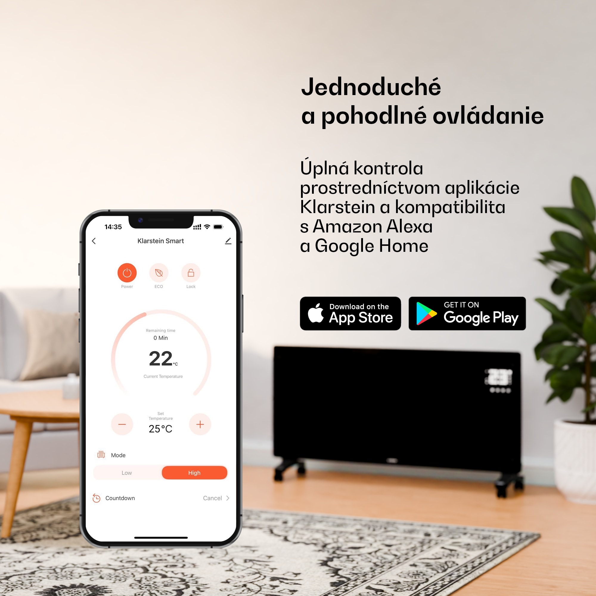Klarstein Bornholm Smart 1500, konvekčné vykurovacie teleso, 1500W, WiFi, LED, IP24 – Obrázok 2