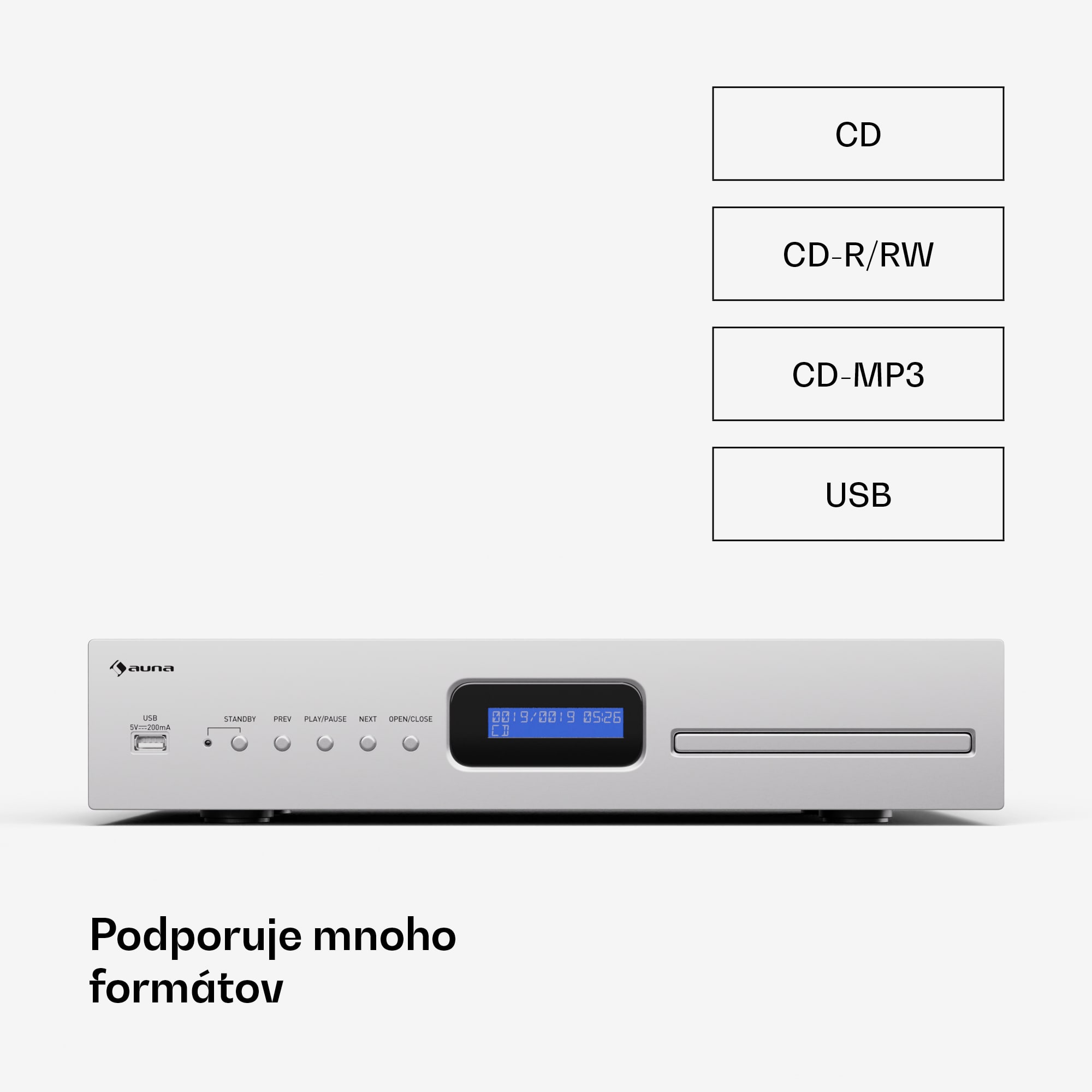 Auna Art22 CD/MP3 prehrávač, HiFi prehrávač, CD, CD-R/RW, CD-MP3, Displej, Diaľkové ovládanie – Obrázok 3